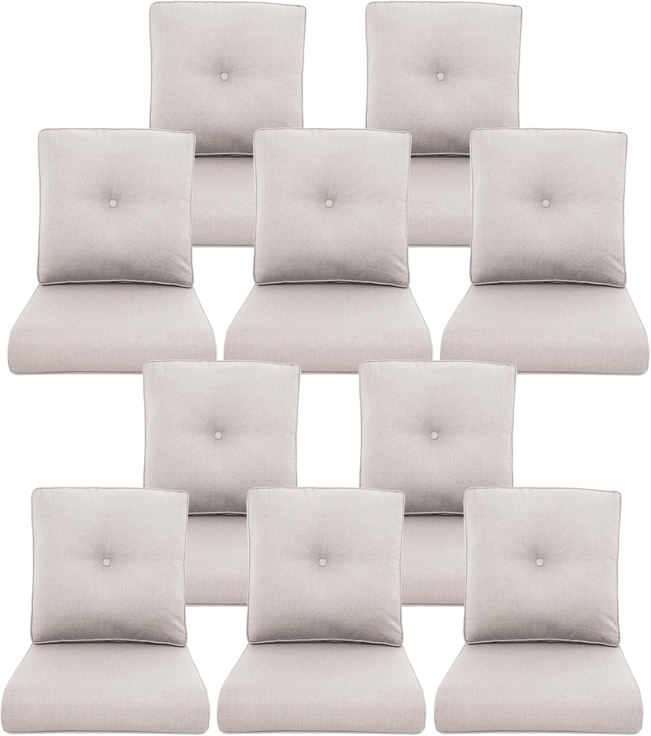 Outdoor Wicker Chair Cushions 2 Packs - Outside High Back Thick Water-Resistant Cushion 22x24 with Zipper Cover for Patio Glider Rocking Chairs Loveseat Couch – Beige/Buckle