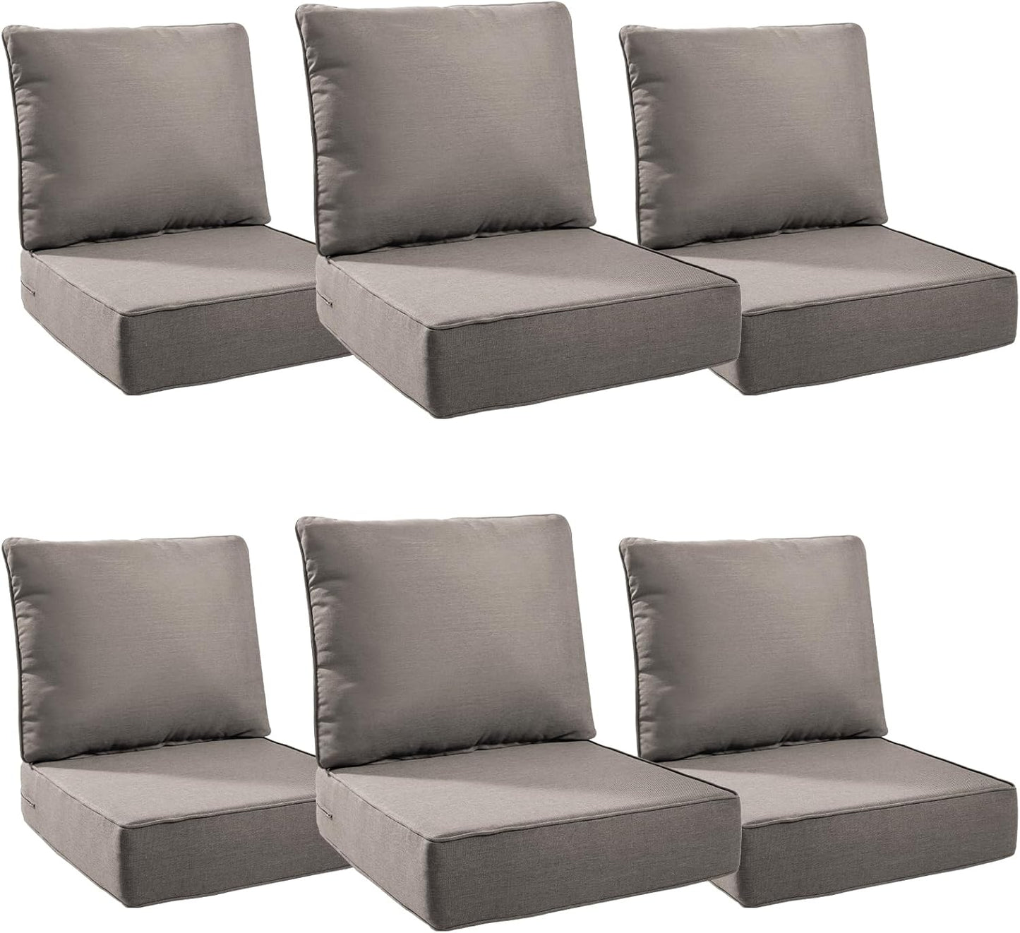 Outdoor Wicker Chair Cushions 2 Packs - Outside High Back Thick Water-Resistant Cushion 22x24 with Zipper Cover for Patio Glider Rocking Chairs Loveseat Couch – Beige/Buckle