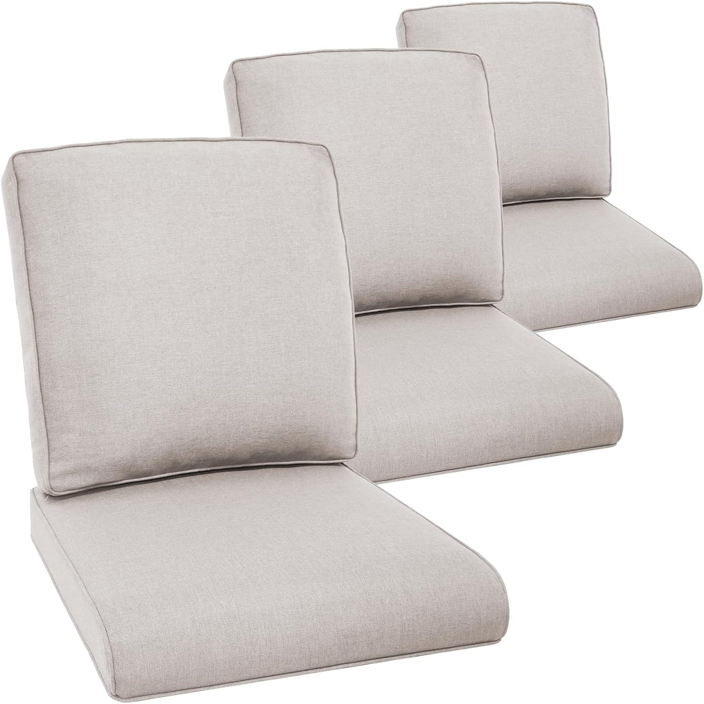 Outdoor Wicker Chair Cushions 2 Packs - Outside High Back Thick Water-Resistant Cushion 22x24 with Zipper Cover for Patio Glider Rocking Chairs Loveseat Couch – Beige/Buckle