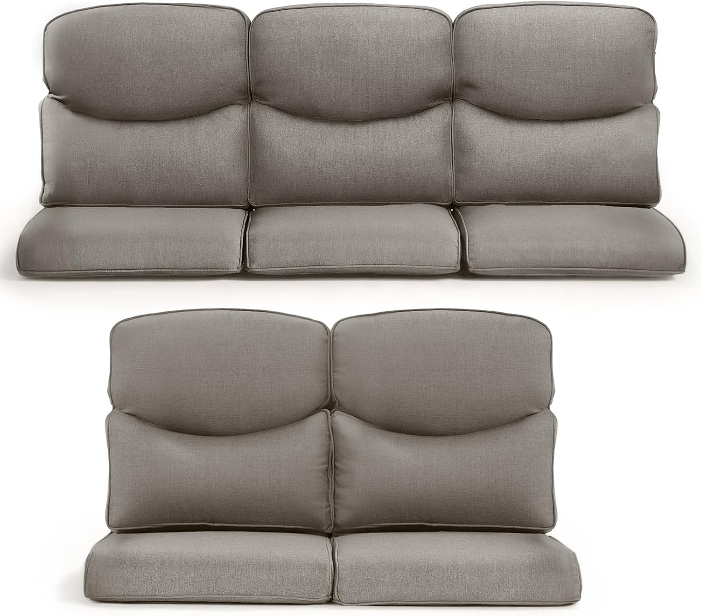 Outdoor Wicker Chair Cushions 2 Packs - Outside High Back Thick Water-Resistant Cushion 22x24 with Zipper Cover for Patio Glider Rocking Chairs Loveseat Couch – Beige/Buckle
