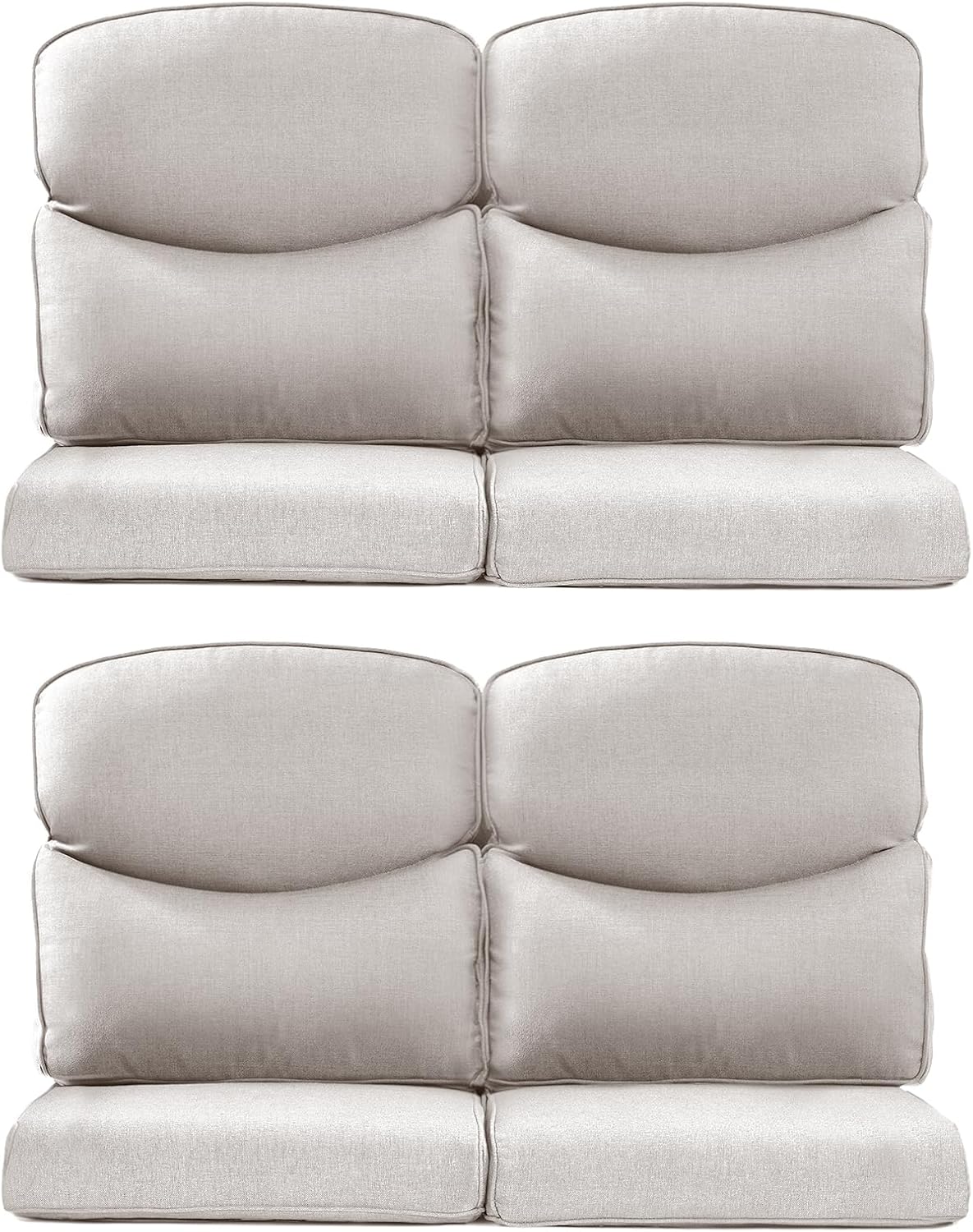 Outdoor Wicker Chair Cushions 2 Packs - Outside High Back Thick Water-Resistant Cushion 22x24 with Zipper Cover for Patio Glider Rocking Chairs Loveseat Couch – Beige/Buckle