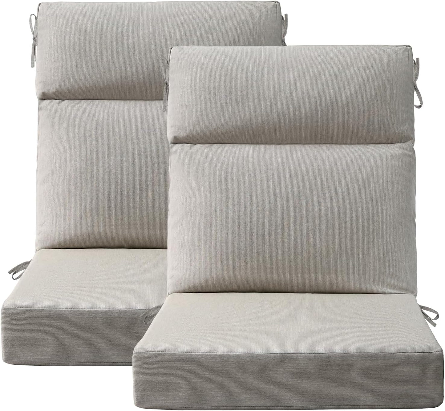 Outdoor High Back Chair Cushion Seat Pads, 44 x 21 Inch Water-Repellent & Fade-Resistant Patio Furniture Cushions with Ties for Adirondack, Rocking Chairs, Linen