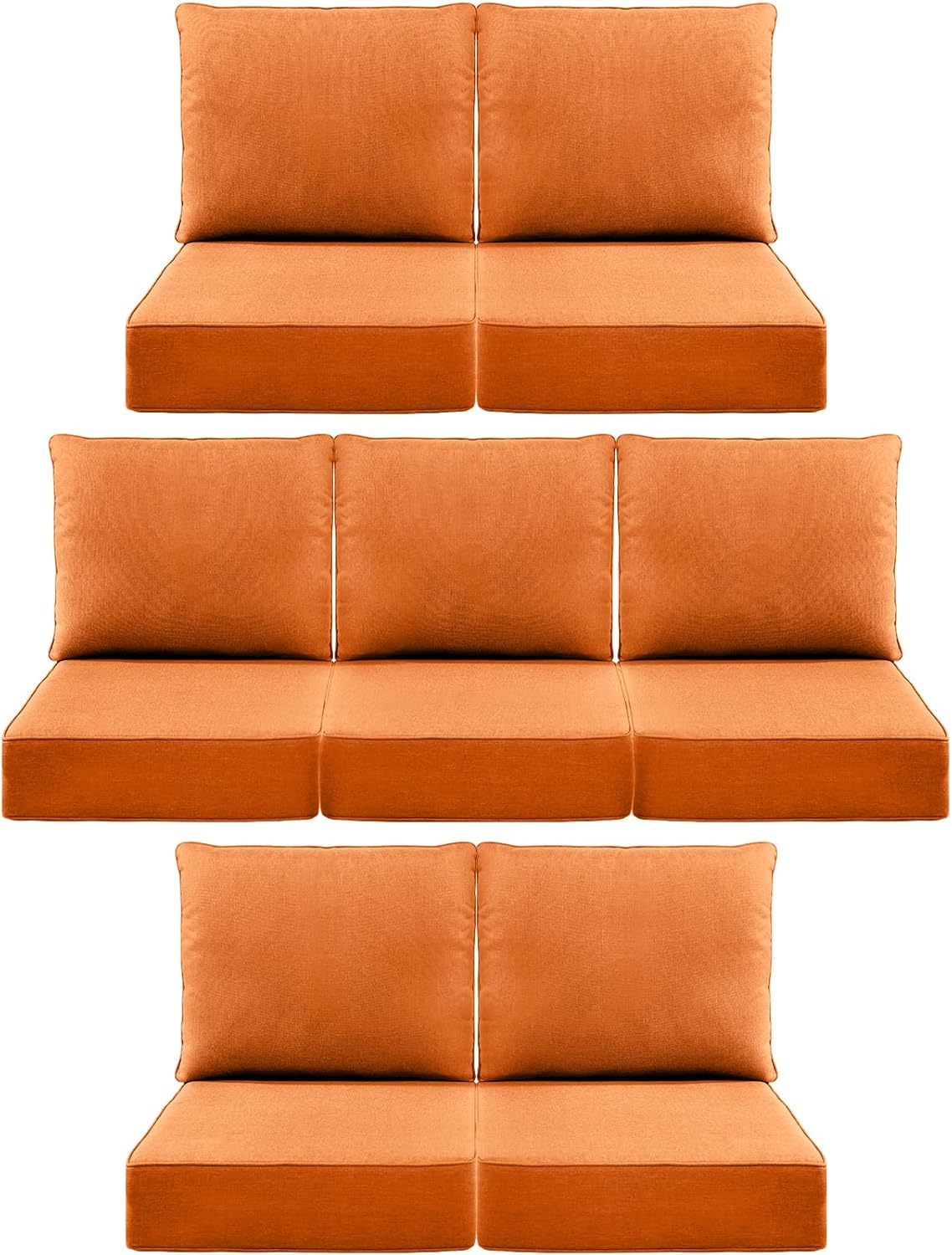 Outdoor Wicker Chair Cushions 2 Packs - Outside High Back Thick Water-Resistant Cushion 22x24 with Zipper Cover for Patio Glider Rocking Chairs Loveseat Couch – Beige/Buckle