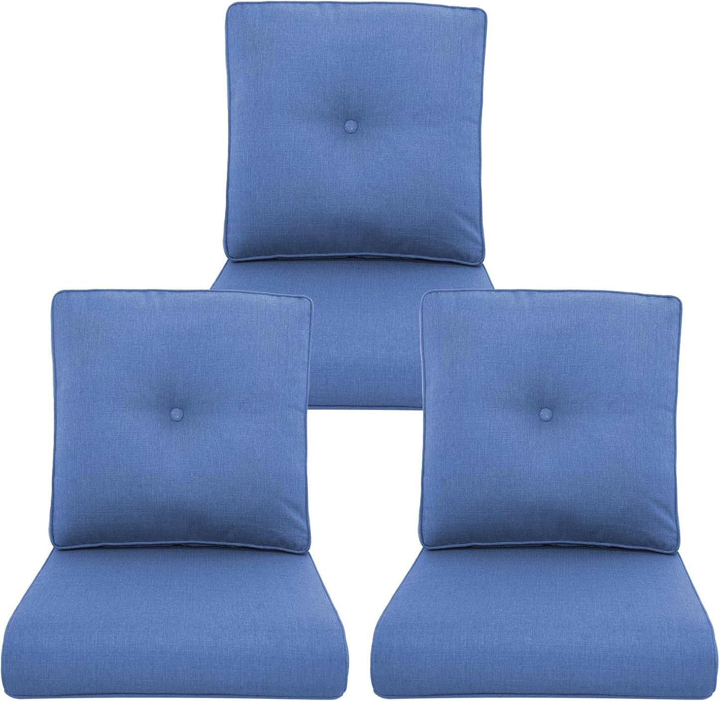 Outdoor Wicker Chair Cushions 2 Packs - Outside High Back Thick Water-Resistant Cushion 22x24 with Zipper Cover for Patio Glider Rocking Chairs Loveseat Couch – Beige/Buckle