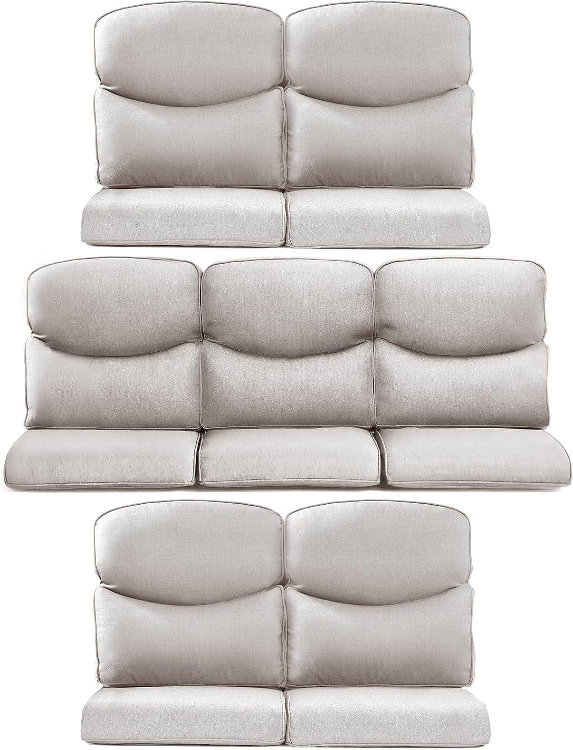 Outdoor Wicker Chair Cushions 2 Packs - Outside High Back Thick Water-Resistant Cushion 22x24 with Zipper Cover for Patio Glider Rocking Chairs Loveseat Couch – Beige/Buckle