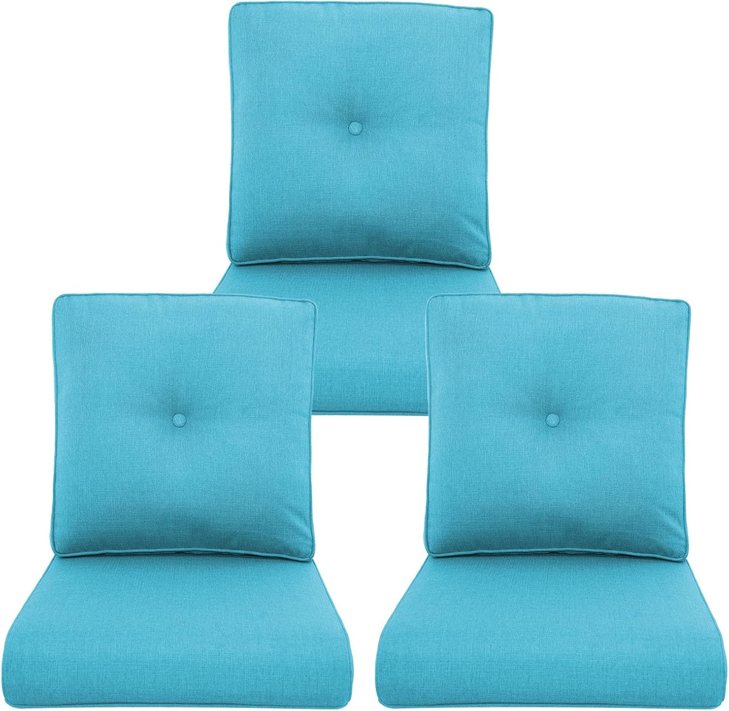 Outdoor Wicker Chair Cushions 2 Packs - Outside High Back Thick Water-Resistant Cushion 22x24 with Zipper Cover for Patio Glider Rocking Chairs Loveseat Couch – Beige/Buckle