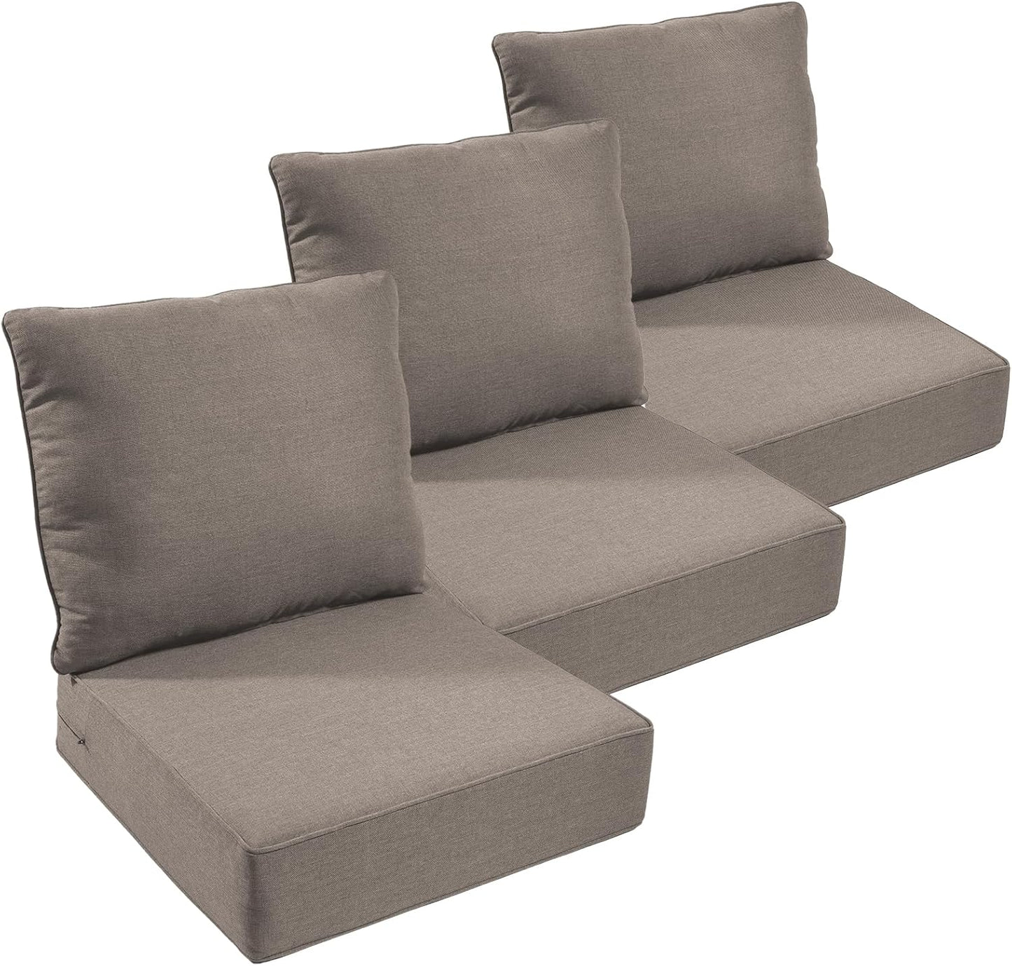 Outdoor Chair Cushions Set of 2, Waterproof 24x24 Patio Chair Cushion, 6" Thickened Seat Cushion for Outdoor Furniture, Couch Cushion Replacement, Include 2 Back & 2 Seat Cushions, Thick/Orange