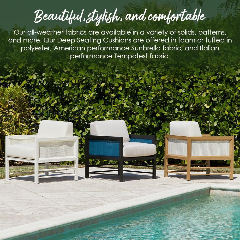 RSH DECOR: Deep Seating Cushion with Pillow Back | 25” x 25” Seat | Water and Fade-Resistant Spun Fabric | Outdoor Chair Cushion Set for Patio Furniture | Black & White Stripe