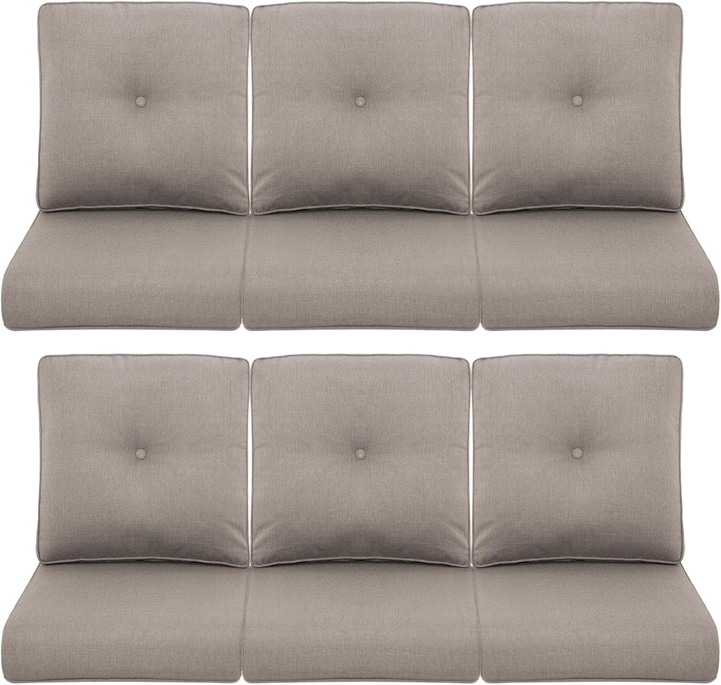 Outdoor Wicker Chair Cushions 2 Packs - Outside High Back Thick Water-Resistant Cushion 22x24 with Zipper Cover for Patio Glider Rocking Chairs Loveseat Couch – Beige/Buckle