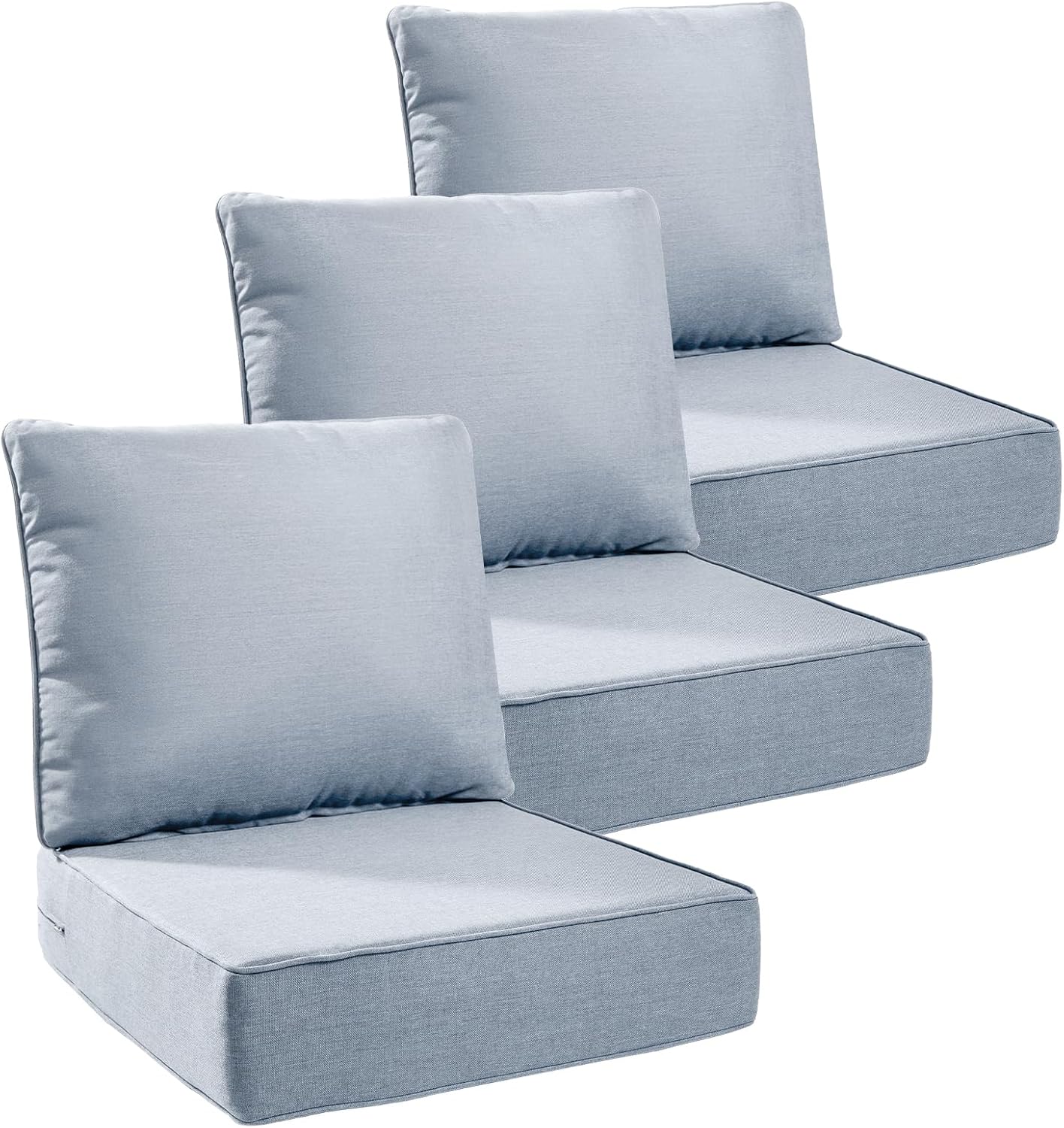 Outdoor Wicker Chair Cushions 2 Packs - Outside High Back Thick Water-Resistant Cushion 22x24 with Zipper Cover for Patio Glider Rocking Chairs Loveseat Couch – Beige/Buckle