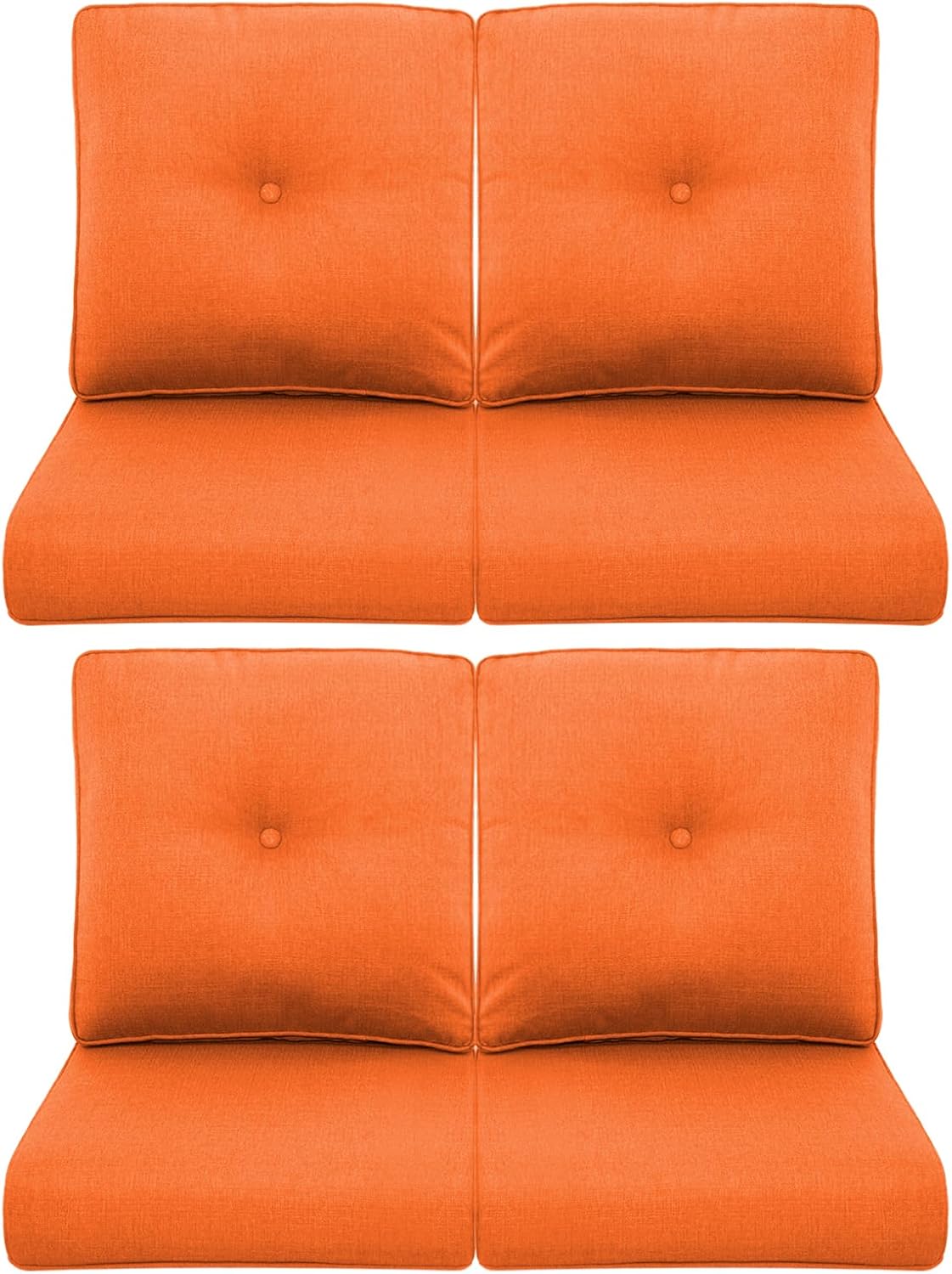 Outdoor Wicker Chair Cushions 2 Packs - Outside High Back Thick Water-Resistant Cushion 22x24 with Zipper Cover for Patio Glider Rocking Chairs Loveseat Couch – Beige/Buckle