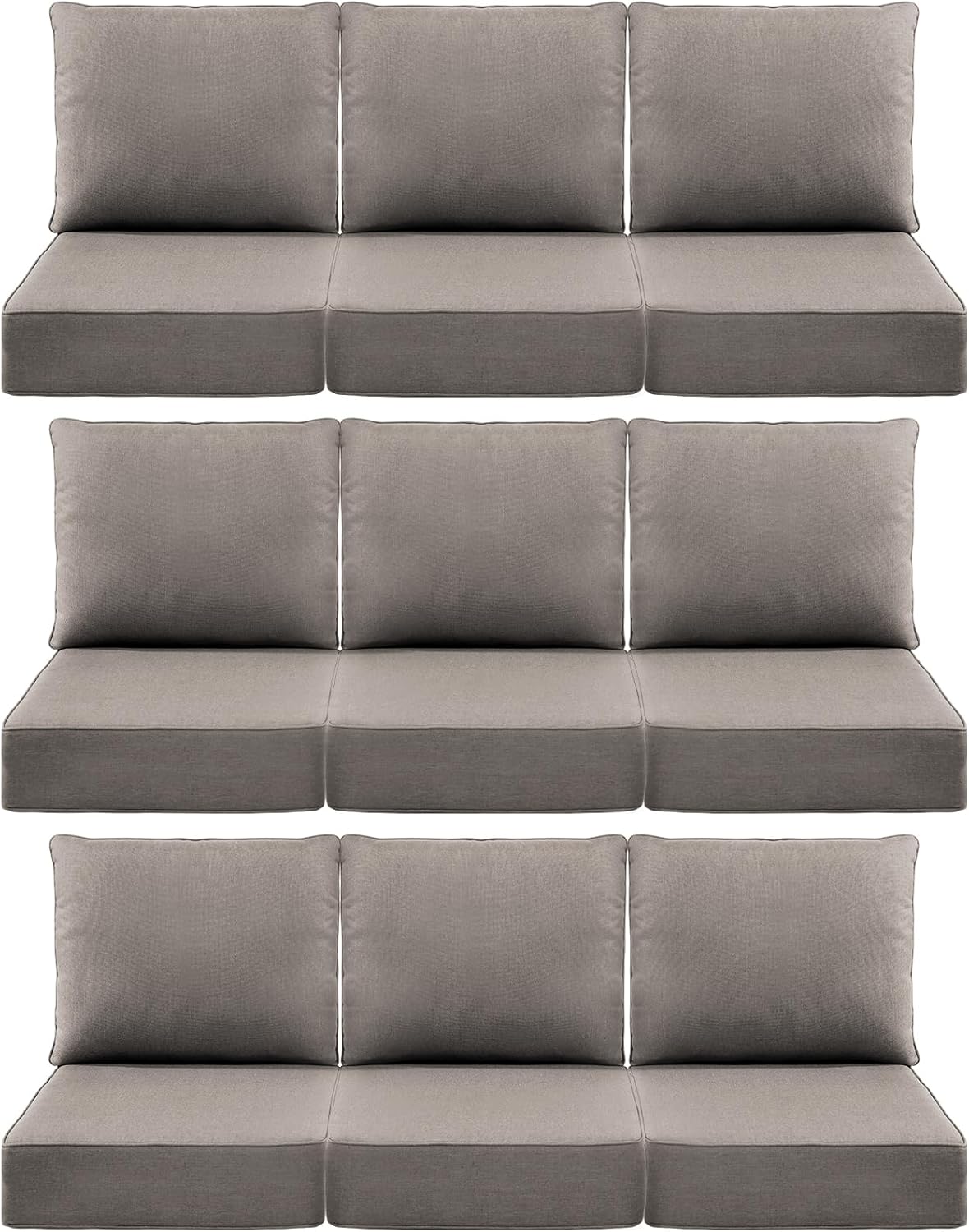 Outdoor Wicker Chair Cushions 2 Packs - Outside High Back Thick Water-Resistant Cushion 22x24 with Zipper Cover for Patio Glider Rocking Chairs Loveseat Couch – Beige/Buckle