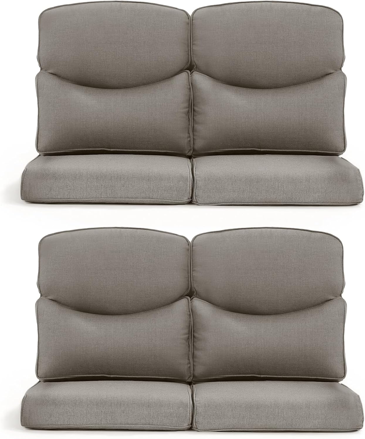 Outdoor Wicker Chair Cushions 2 Packs - Outside High Back Thick Water-Resistant Cushion 22x24 with Zipper Cover for Patio Glider Rocking Chairs Loveseat Couch – Beige/Buckle