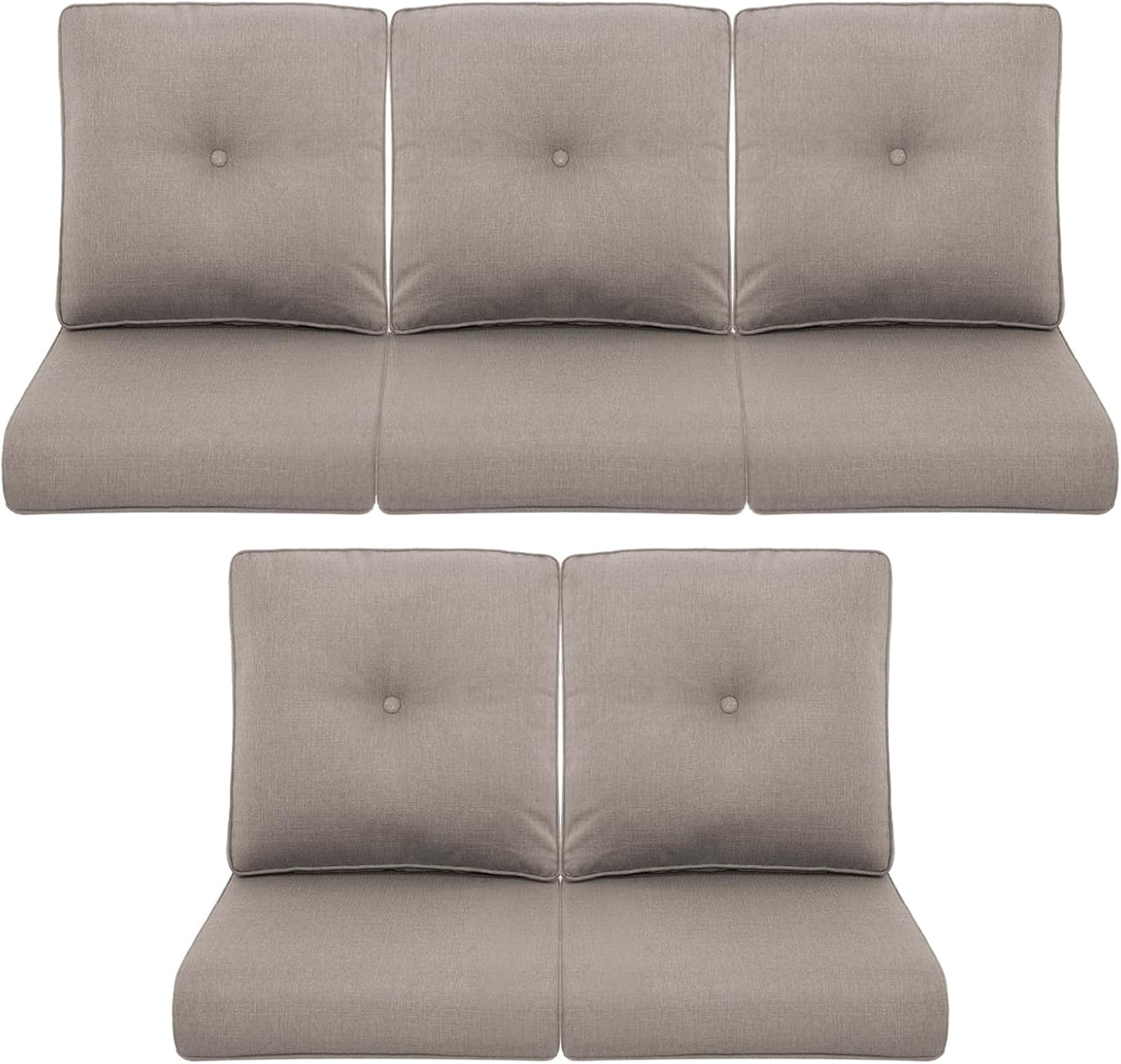Outdoor Wicker Chair Cushions 2 Packs - Outside High Back Thick Water-Resistant Cushion 22x24 with Zipper Cover for Patio Glider Rocking Chairs Loveseat Couch – Beige/Buckle