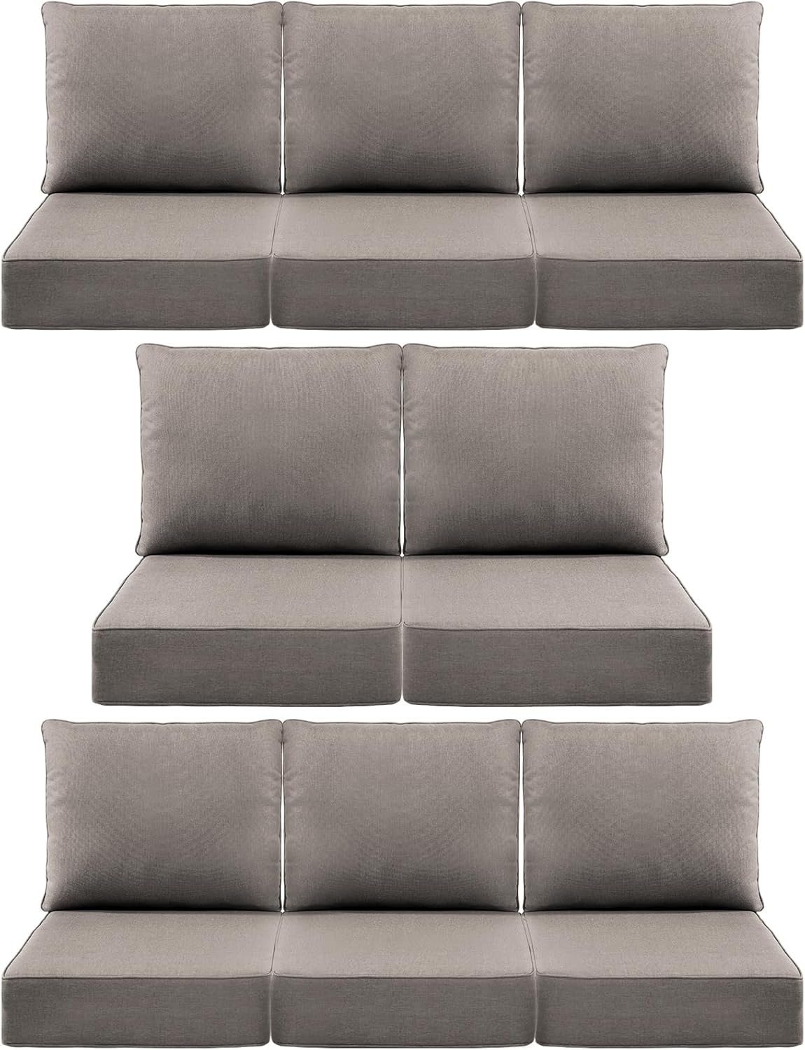 Outdoor Wicker Chair Cushions 2 Packs - Outside High Back Thick Water-Resistant Cushion 22x24 with Zipper Cover for Patio Glider Rocking Chairs Loveseat Couch – Beige/Buckle