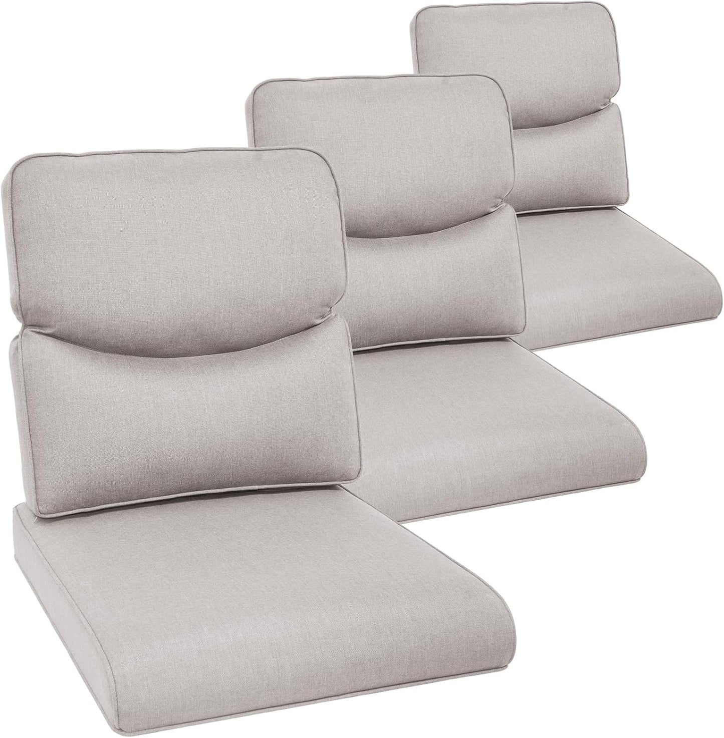 Outdoor Wicker Chair Cushions 2 Packs - Outside High Back Thick Water-Resistant Cushion 22x24 with Zipper Cover for Patio Glider Rocking Chairs Loveseat Couch – Beige/Buckle