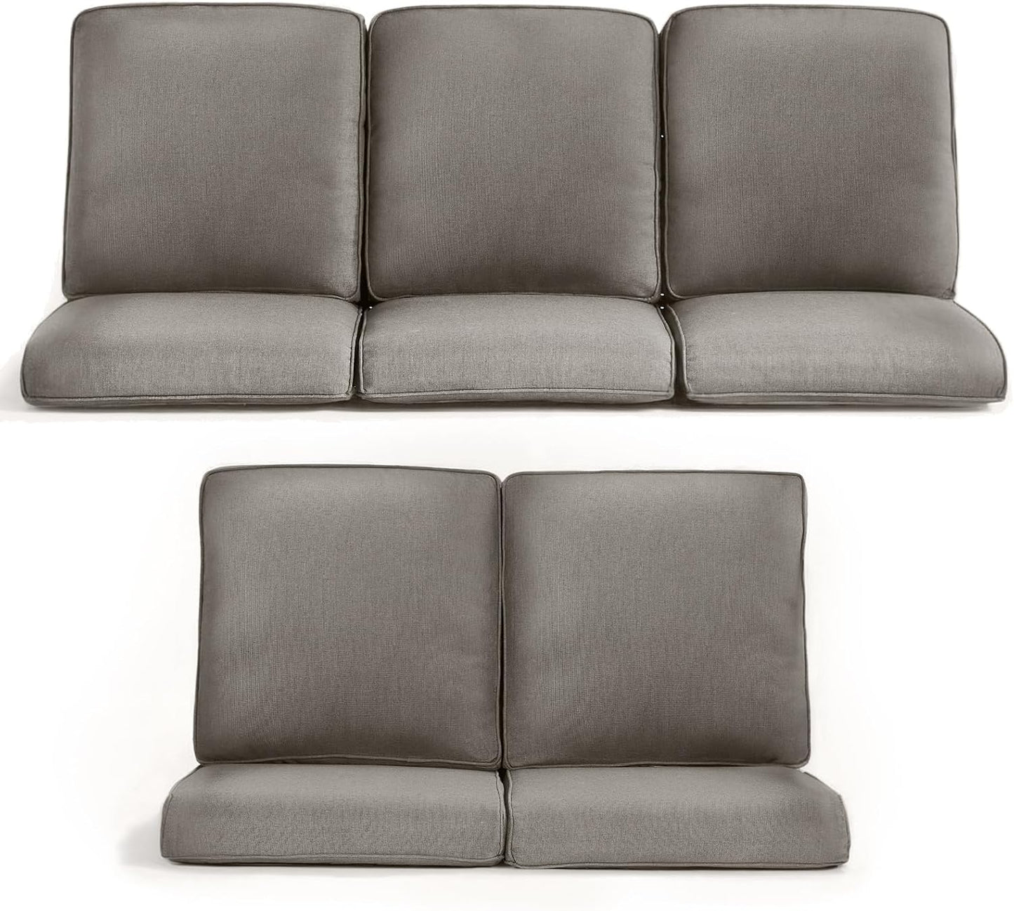 Outdoor Wicker Chair Cushions 2 Packs - Outside High Back Thick Water-Resistant Cushion 22x24 with Zipper Cover for Patio Glider Rocking Chairs Loveseat Couch – Beige/Buckle