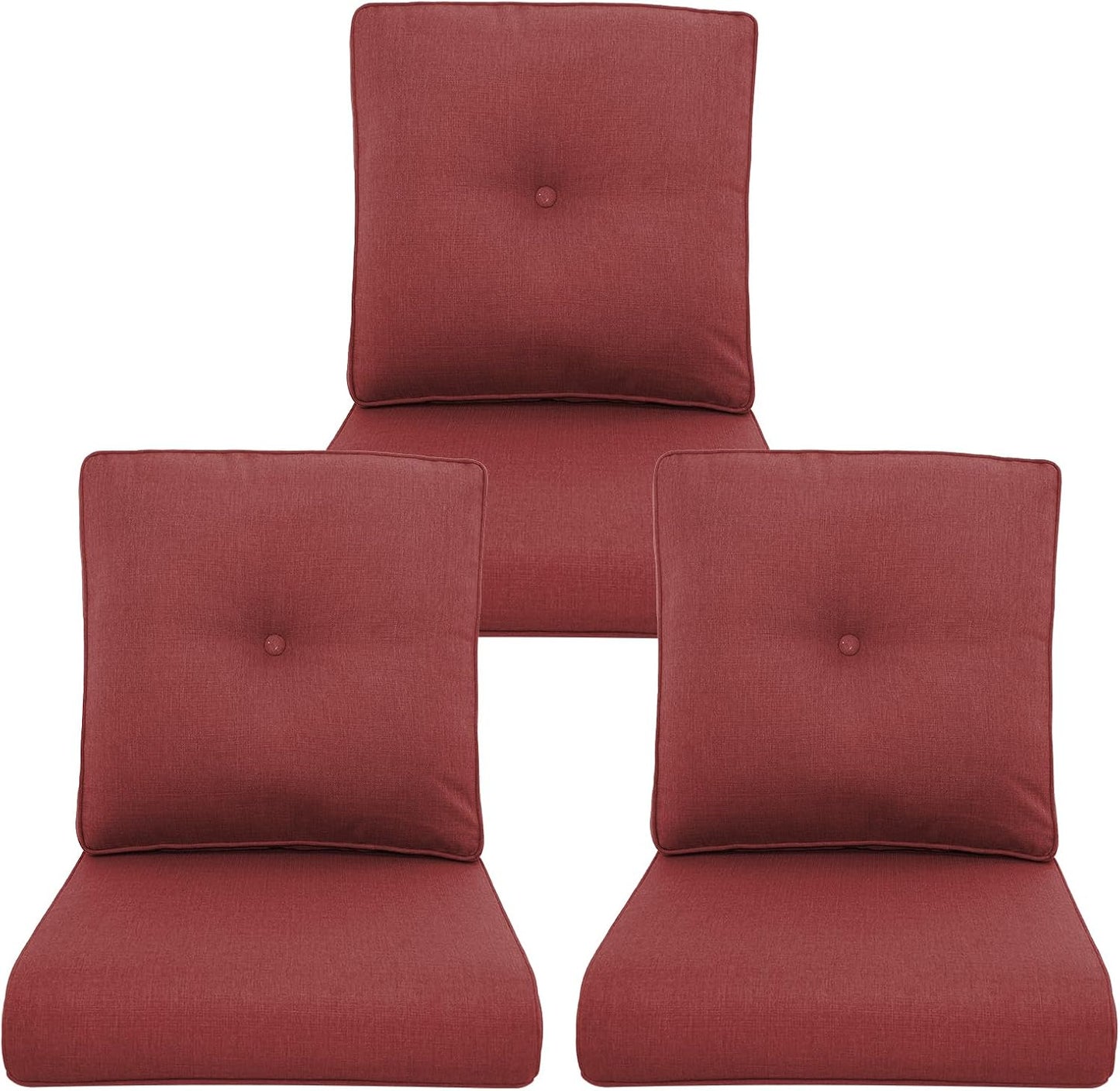 Outdoor Wicker Chair Cushions 2 Packs - Outside High Back Thick Water-Resistant Cushion 22x24 with Zipper Cover for Patio Glider Rocking Chairs Loveseat Couch – Beige/Buckle