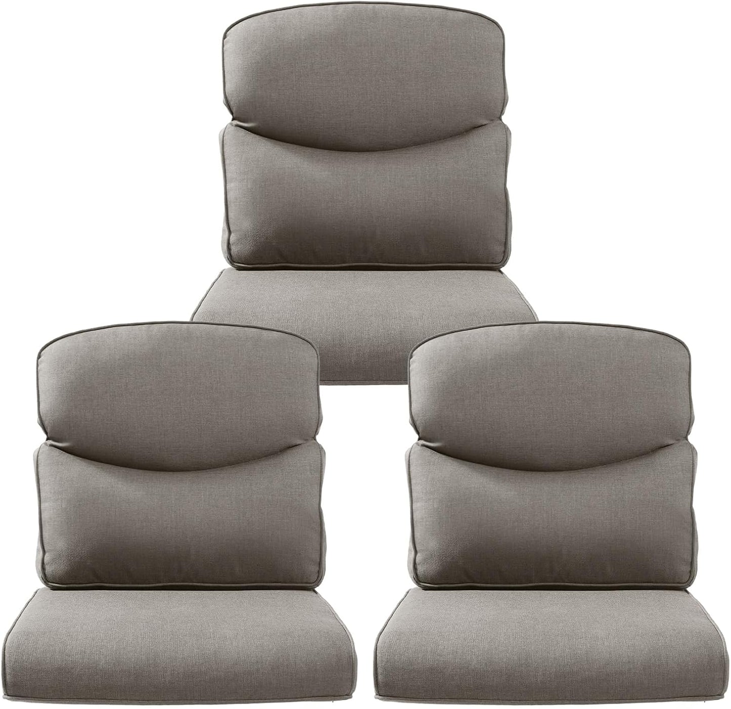 Outdoor Wicker Chair Cushions 2 Packs - Outside High Back Thick Water-Resistant Cushion 22x24 with Zipper Cover for Patio Glider Rocking Chairs Loveseat Couch – Beige/Buckle