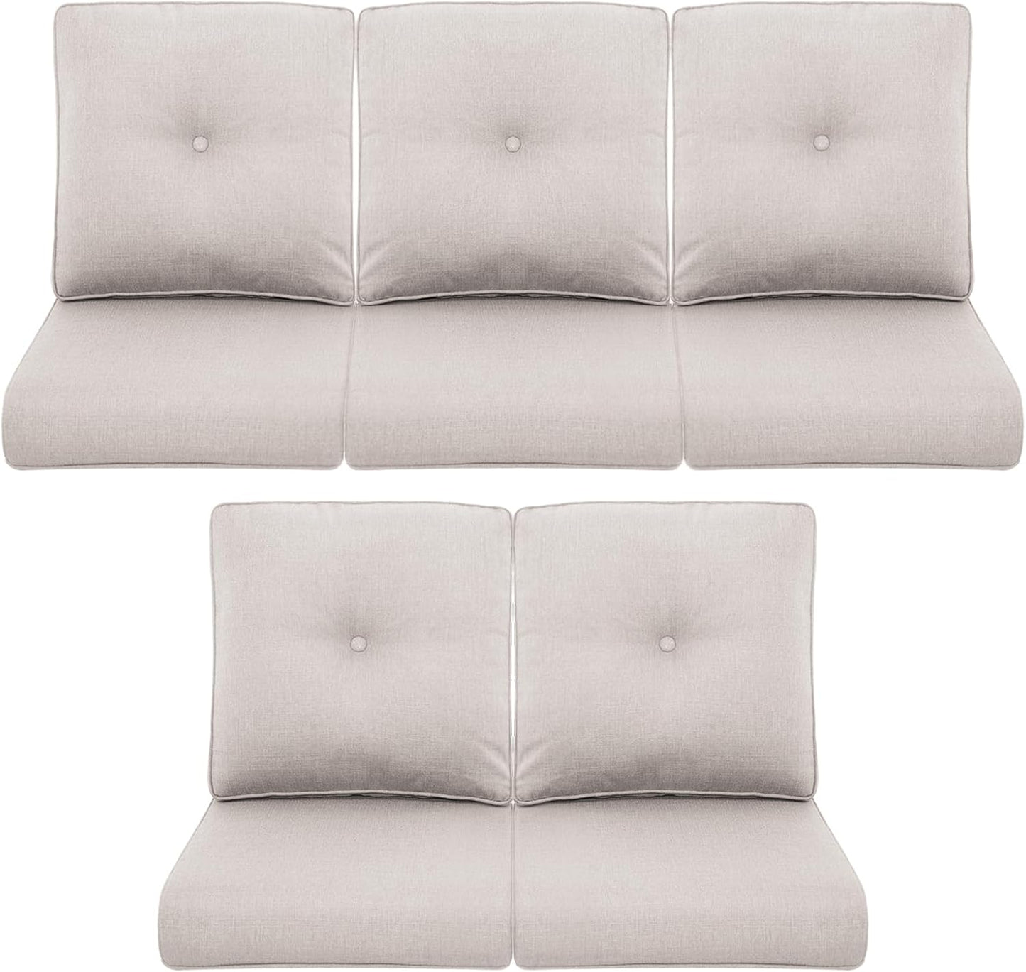 Outdoor Wicker Chair Cushions 2 Packs - Outside High Back Thick Water-Resistant Cushion 22x24 with Zipper Cover for Patio Glider Rocking Chairs Loveseat Couch – Beige/Buckle