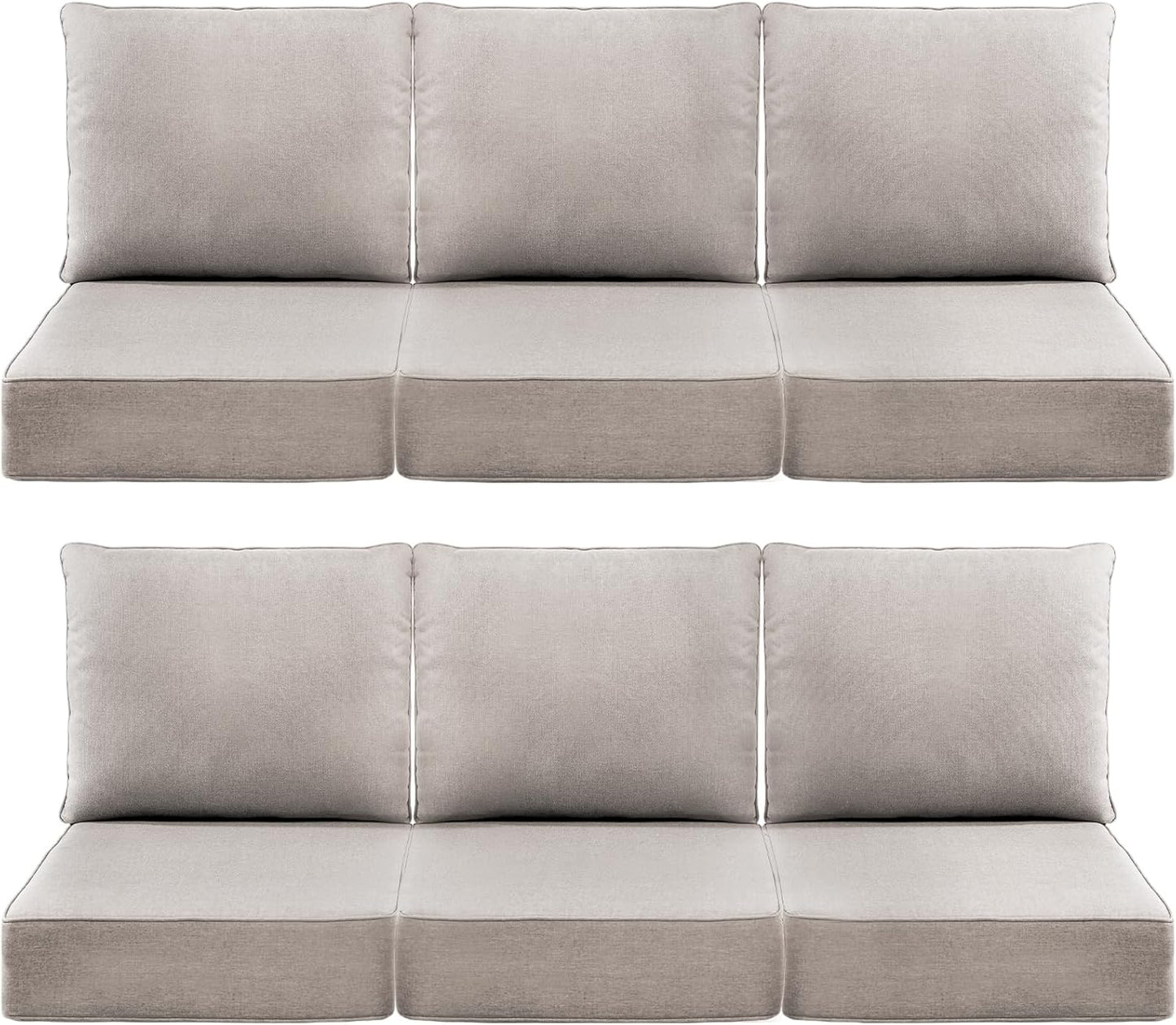 Outdoor Wicker Chair Cushions 2 Packs - Outside High Back Thick Water-Resistant Cushion 22x24 with Zipper Cover for Patio Glider Rocking Chairs Loveseat Couch – Beige/Buckle