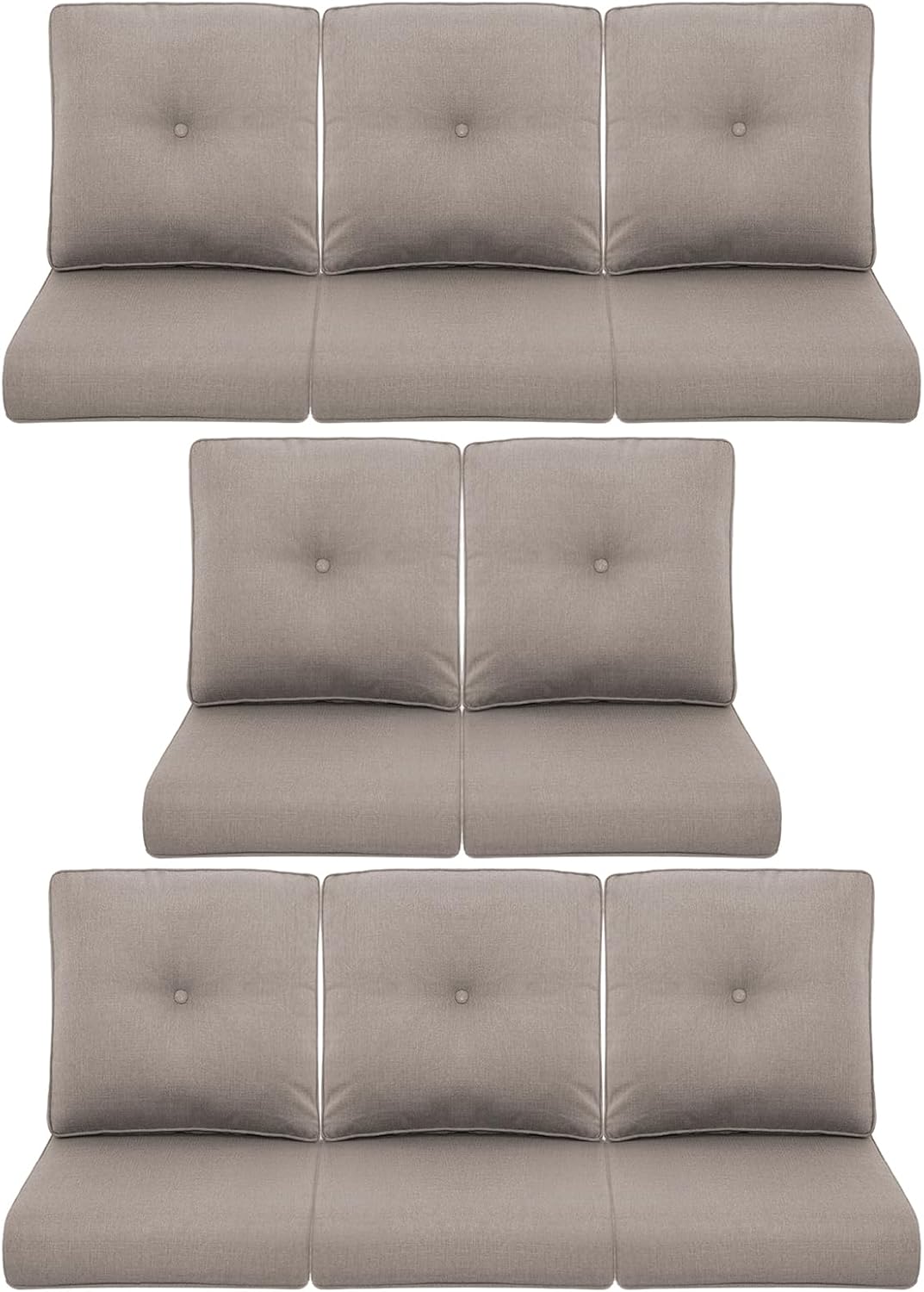 Outdoor Wicker Chair Cushions 2 Packs - Outside High Back Thick Water-Resistant Cushion 22x24 with Zipper Cover for Patio Glider Rocking Chairs Loveseat Couch – Beige/Buckle