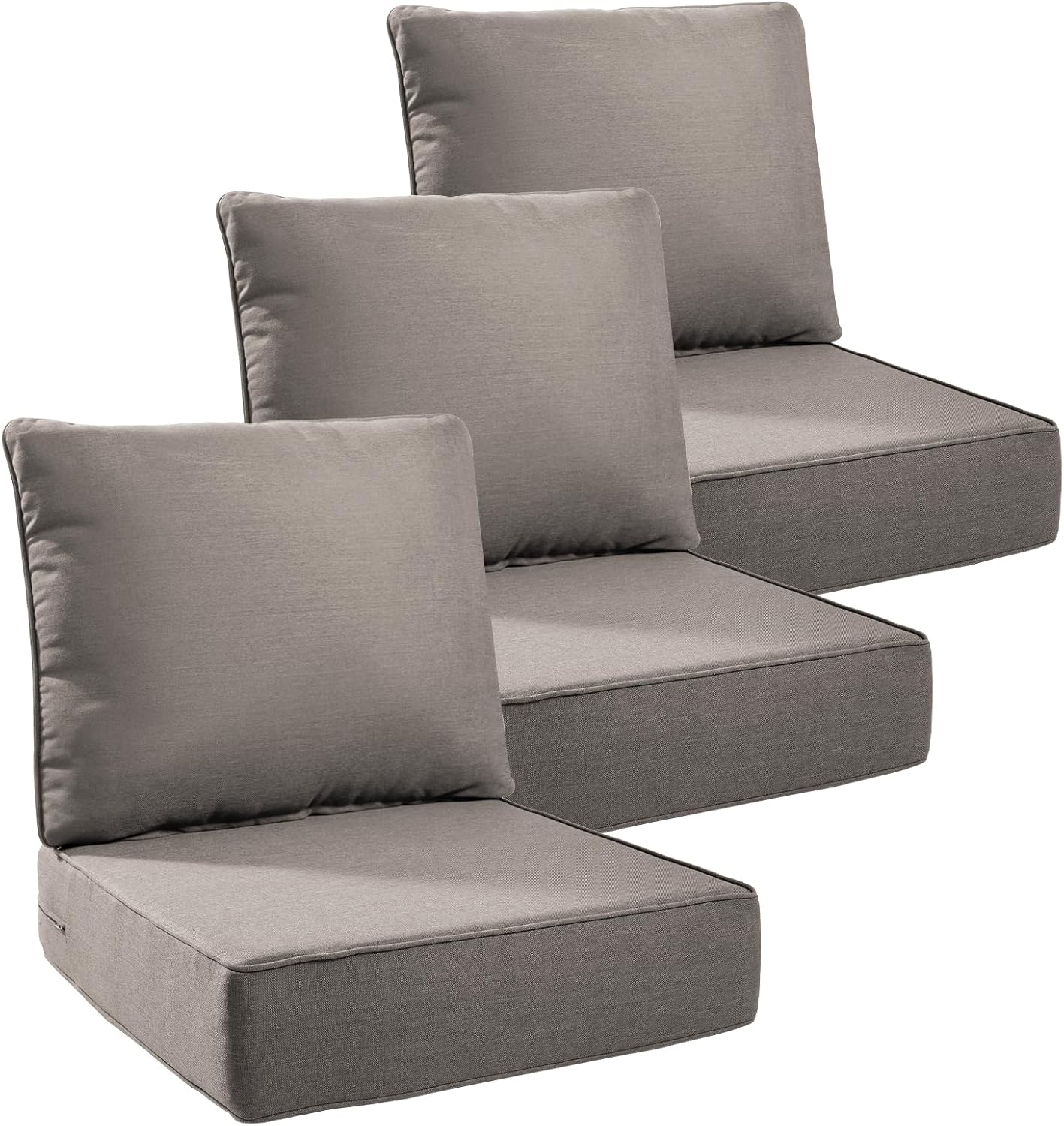 Outdoor Wicker Chair Cushions 2 Packs - Outside High Back Thick Water-Resistant Cushion 22x24 with Zipper Cover for Patio Glider Rocking Chairs Loveseat Couch – Beige/Buckle