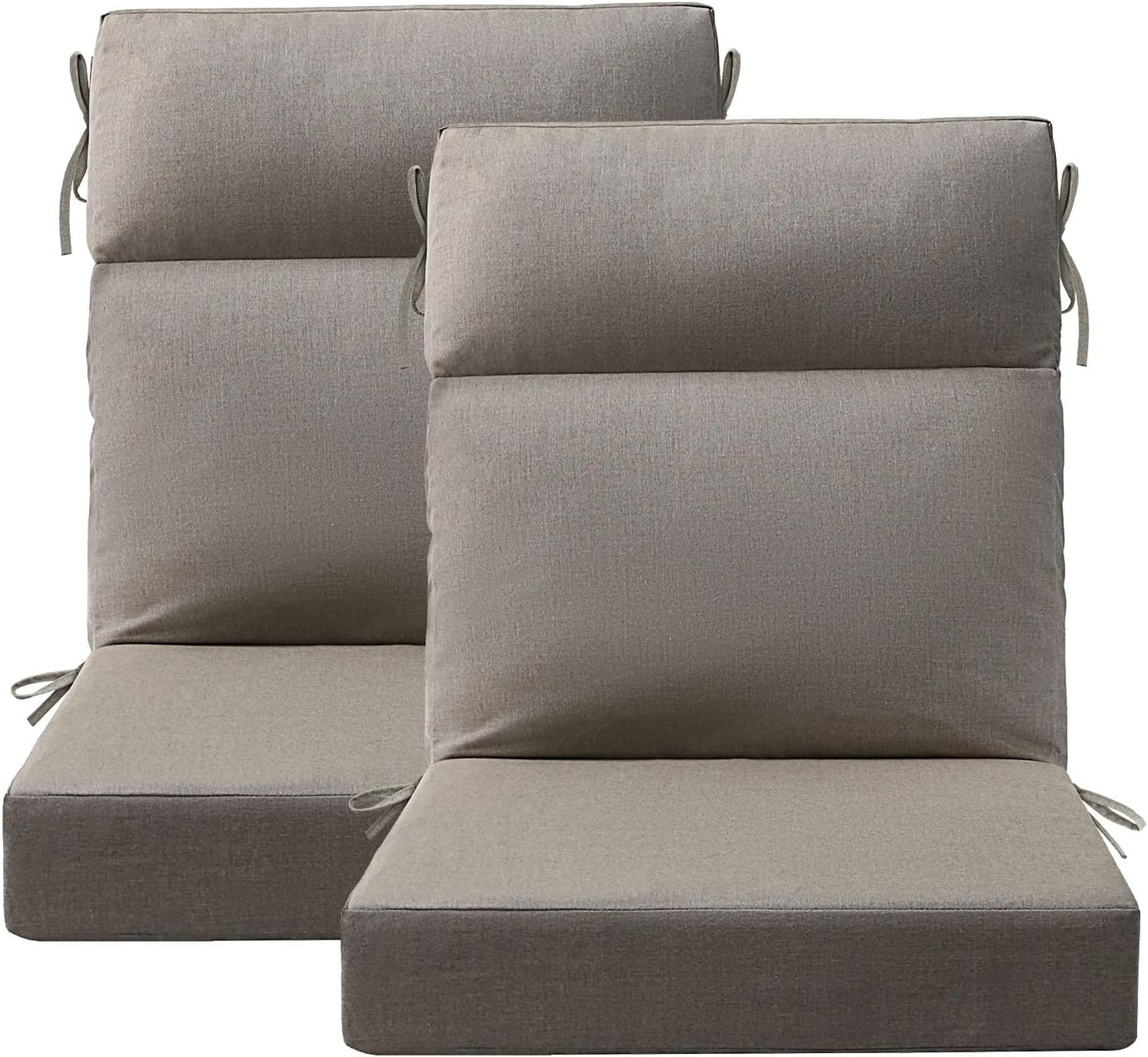 Outdoor High Back Chair Cushion Seat Pads, 44 x 21 Inch Water-Repellent & Fade-Resistant Patio Furniture Cushions with Ties for Adirondack, Rocking Chairs, Linen