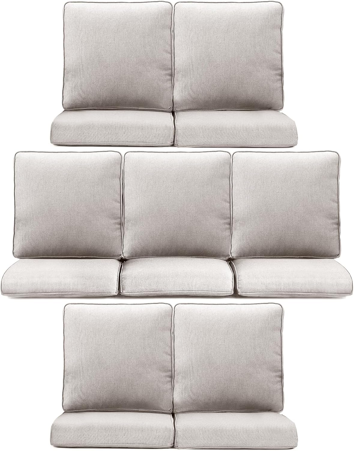 Outdoor Wicker Chair Cushions 2 Packs - Outside High Back Thick Water-Resistant Cushion 22x24 with Zipper Cover for Patio Glider Rocking Chairs Loveseat Couch – Beige/Buckle