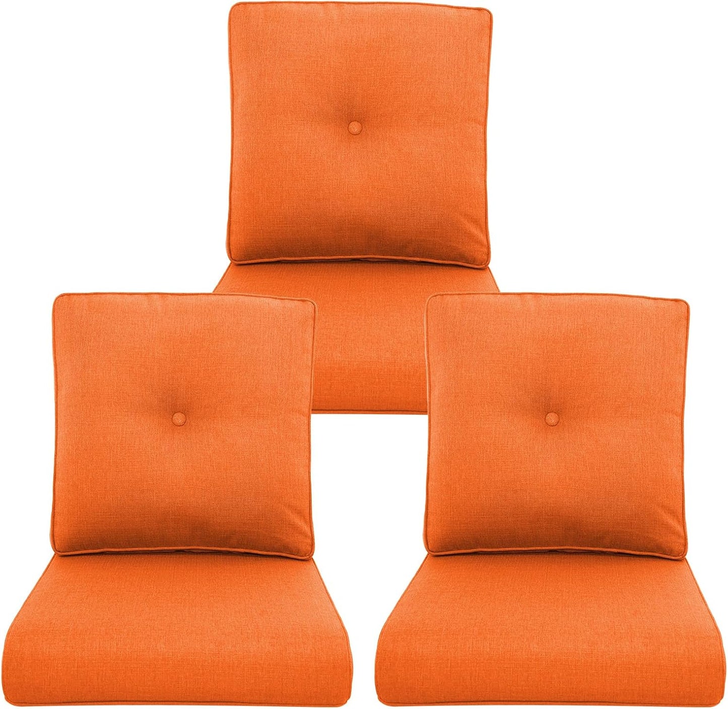 Outdoor Wicker Chair Cushions 2 Packs - Outside High Back Thick Water-Resistant Cushion 22x24 with Zipper Cover for Patio Glider Rocking Chairs Loveseat Couch – Beige/Buckle