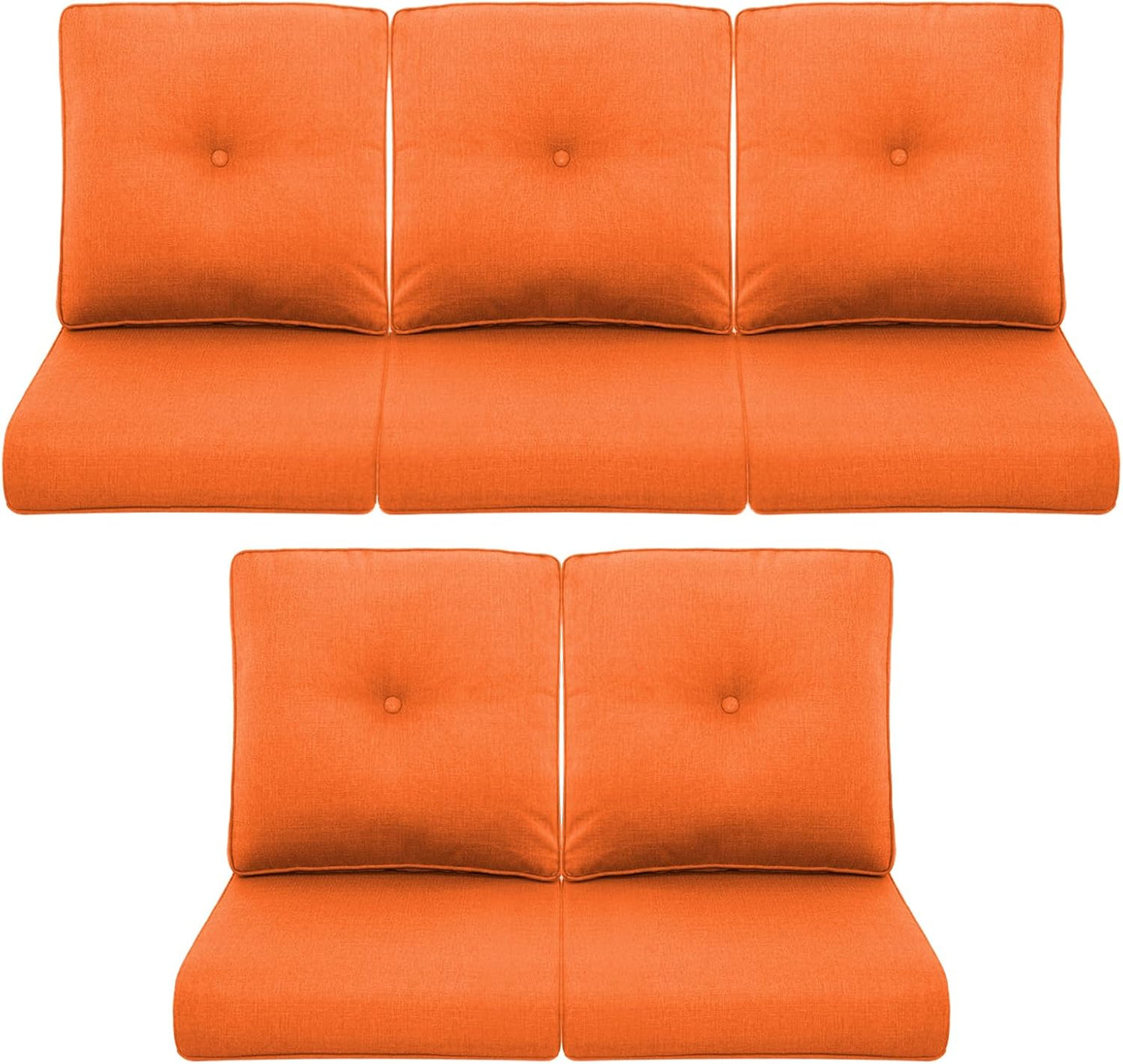 Outdoor Wicker Chair Cushions 2 Packs - Outside High Back Thick Water-Resistant Cushion 22x24 with Zipper Cover for Patio Glider Rocking Chairs Loveseat Couch – Beige/Buckle
