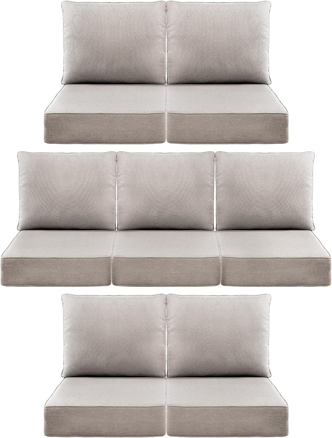 Outdoor Wicker Chair Cushions 2 Packs - Outside High Back Thick Water-Resistant Cushion 22x24 with Zipper Cover for Patio Glider Rocking Chairs Loveseat Couch – Beige/Buckle