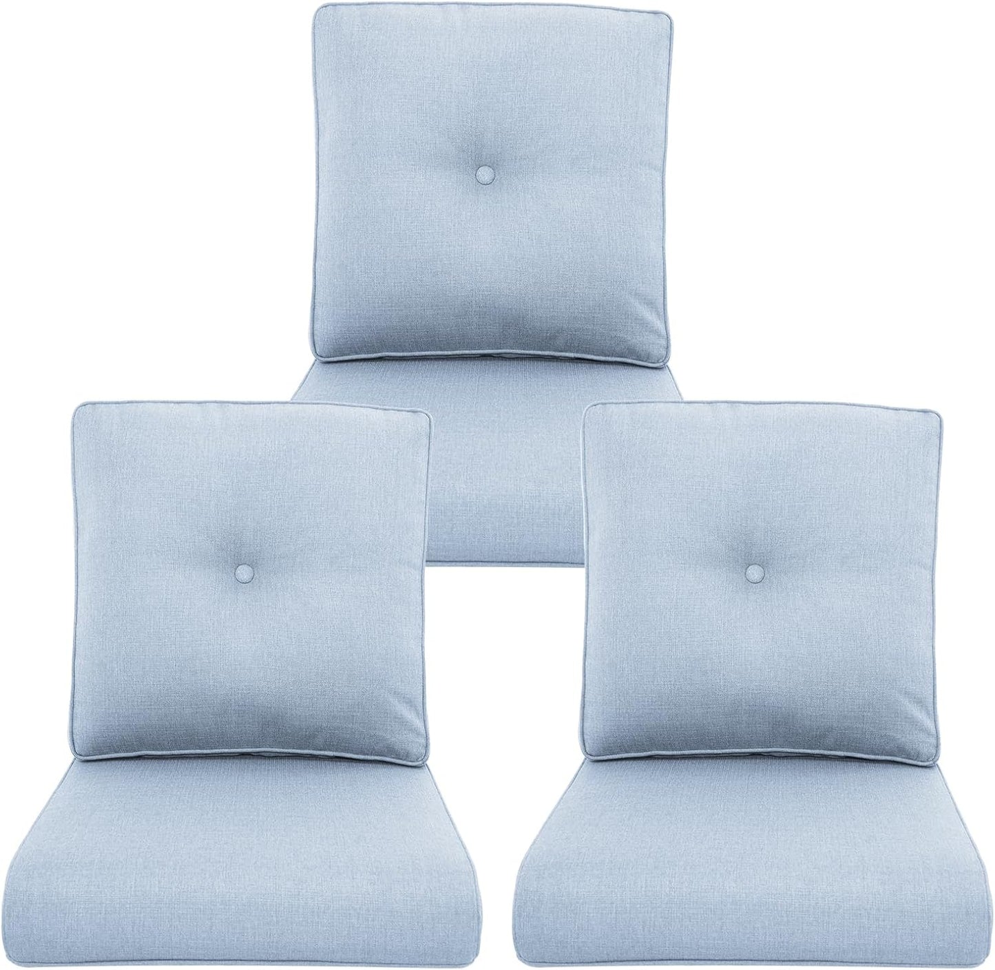 Outdoor Wicker Chair Cushions 2 Packs - Outside High Back Thick Water-Resistant Cushion 22x24 with Zipper Cover for Patio Glider Rocking Chairs Loveseat Couch – Beige/Buckle