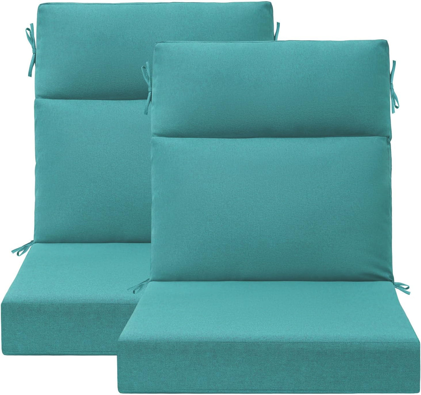 Outdoor High Back Chair Cushion Seat Pads, 44 x 21 Inch Water-Repellent & Fade-Resistant Patio Furniture Cushions with Ties for Adirondack, Rocking Chairs, Linen