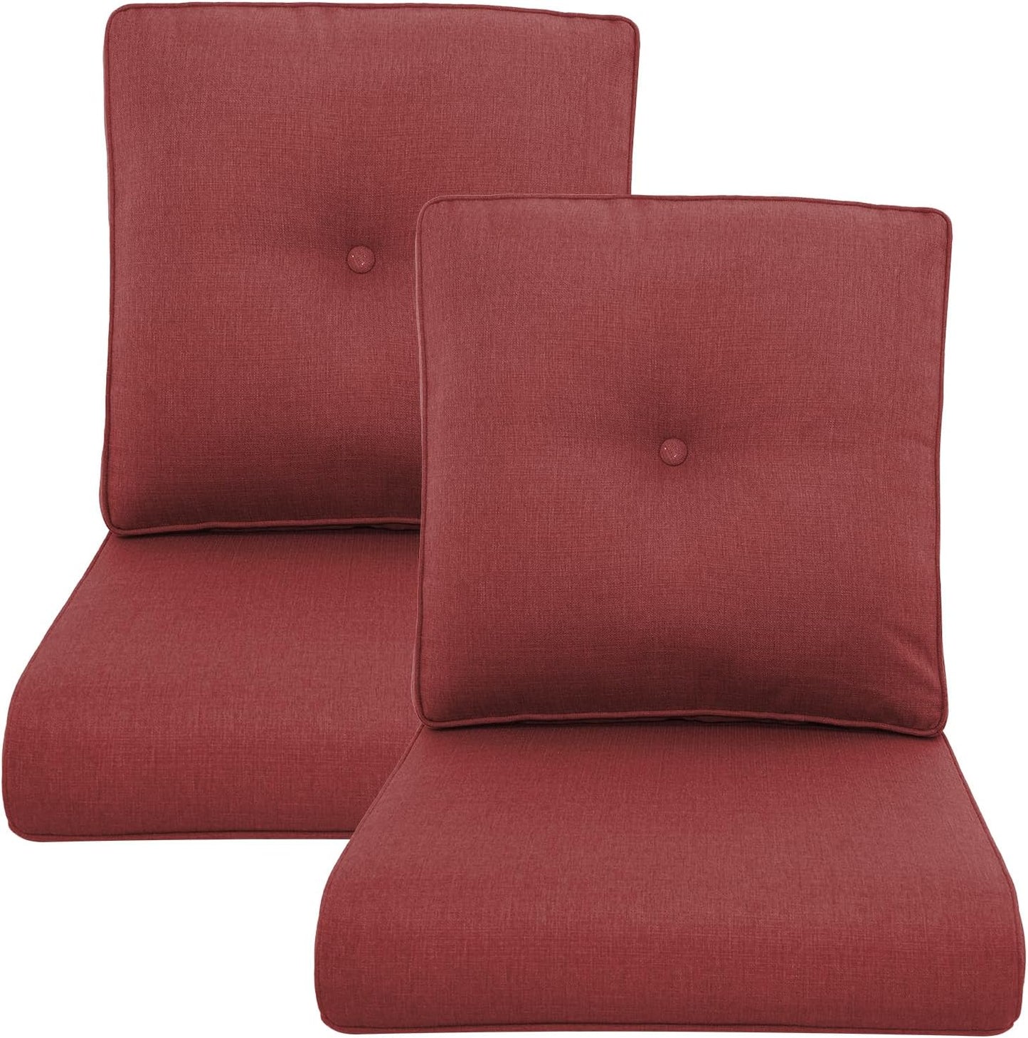 Outdoor Wicker Chair Cushions 2 Packs - Outside High Back Thick Water-Resistant Cushion 22x24 with Zipper Cover for Patio Glider Rocking Chairs Loveseat Couch – Beige/Buckle