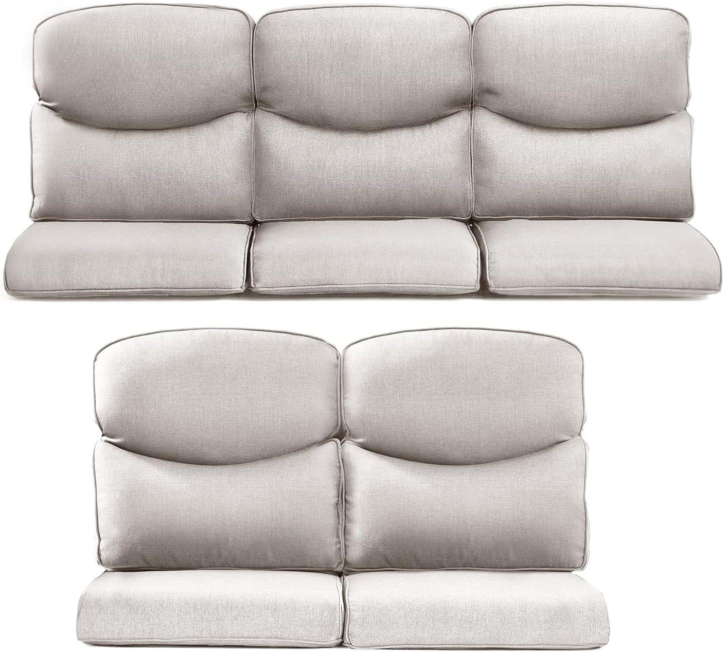 Outdoor Wicker Chair Cushions 2 Packs - Outside High Back Thick Water-Resistant Cushion 22x24 with Zipper Cover for Patio Glider Rocking Chairs Loveseat Couch – Beige/Buckle