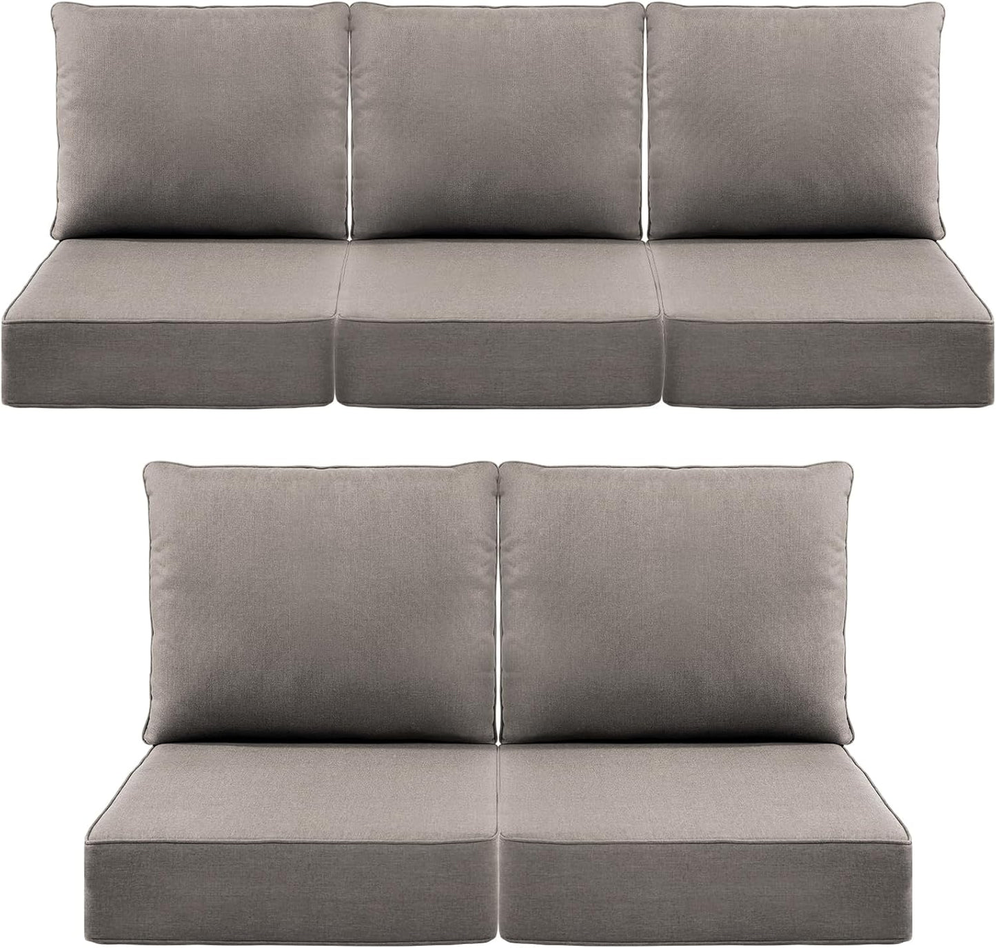 Outdoor Wicker Chair Cushions 2 Packs - Outside High Back Thick Water-Resistant Cushion 22x24 with Zipper Cover for Patio Glider Rocking Chairs Loveseat Couch – Beige/Buckle