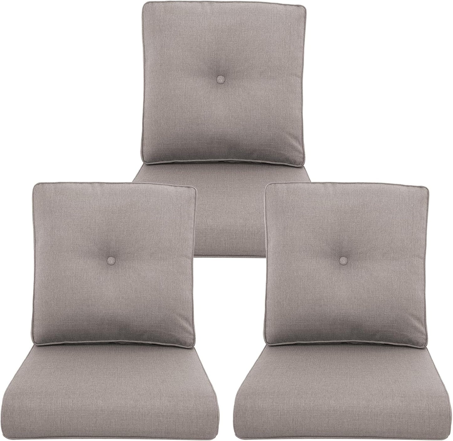 Outdoor Wicker Chair Cushions 2 Packs - Outside High Back Thick Water-Resistant Cushion 22x24 with Zipper Cover for Patio Glider Rocking Chairs Loveseat Couch – Beige/Buckle