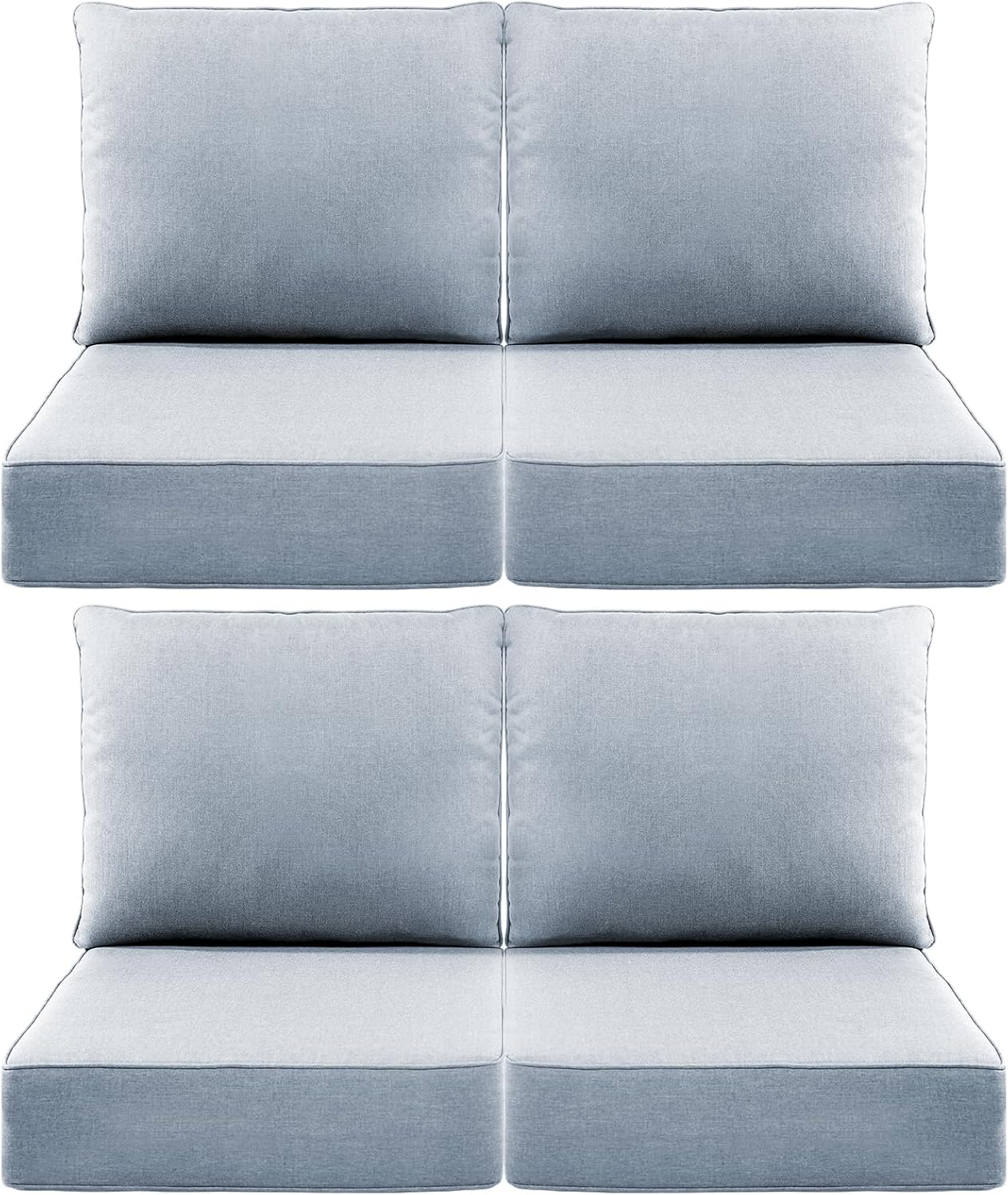 Outdoor Wicker Chair Cushions 2 Packs - Outside High Back Thick Water-Resistant Cushion 22x24 with Zipper Cover for Patio Glider Rocking Chairs Loveseat Couch – Beige/Buckle