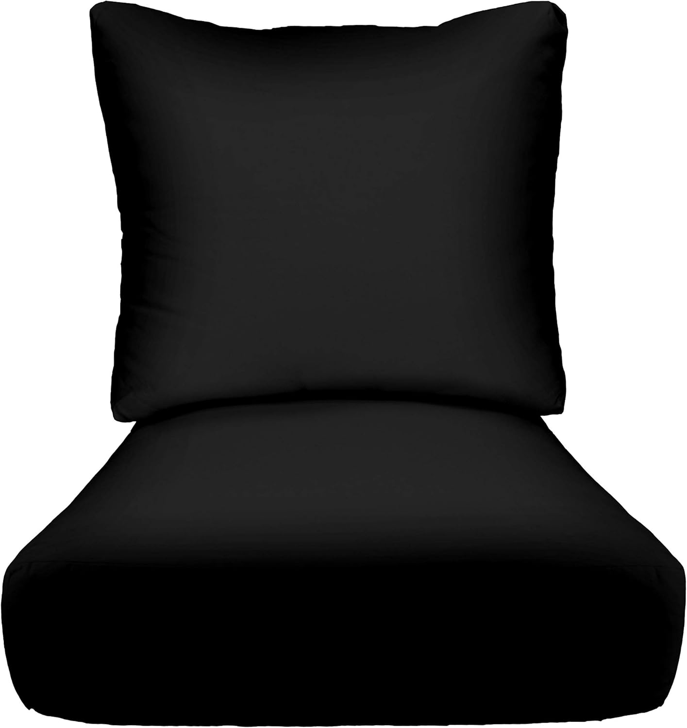 RSH DECOR: Deep Seating Cushion with Pillow Back | 25” x 25” Seat | Water and Fade-Resistant Spun Fabric | Outdoor Chair Cushion Set for Patio Furniture | Black & White Stripe