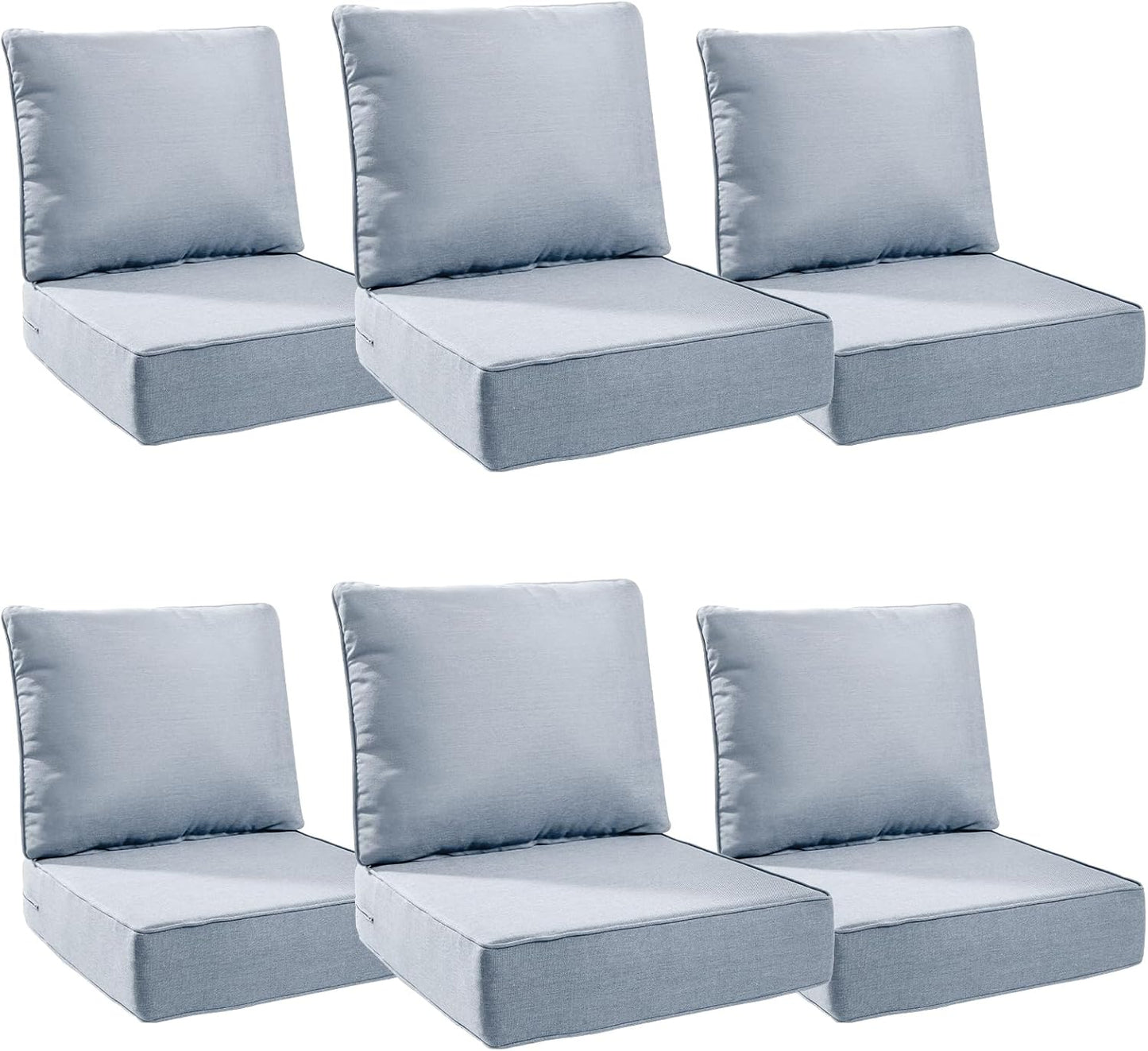 Outdoor Wicker Chair Cushions 2 Packs - Outside High Back Thick Water-Resistant Cushion 22x24 with Zipper Cover for Patio Glider Rocking Chairs Loveseat Couch – Beige/Buckle
