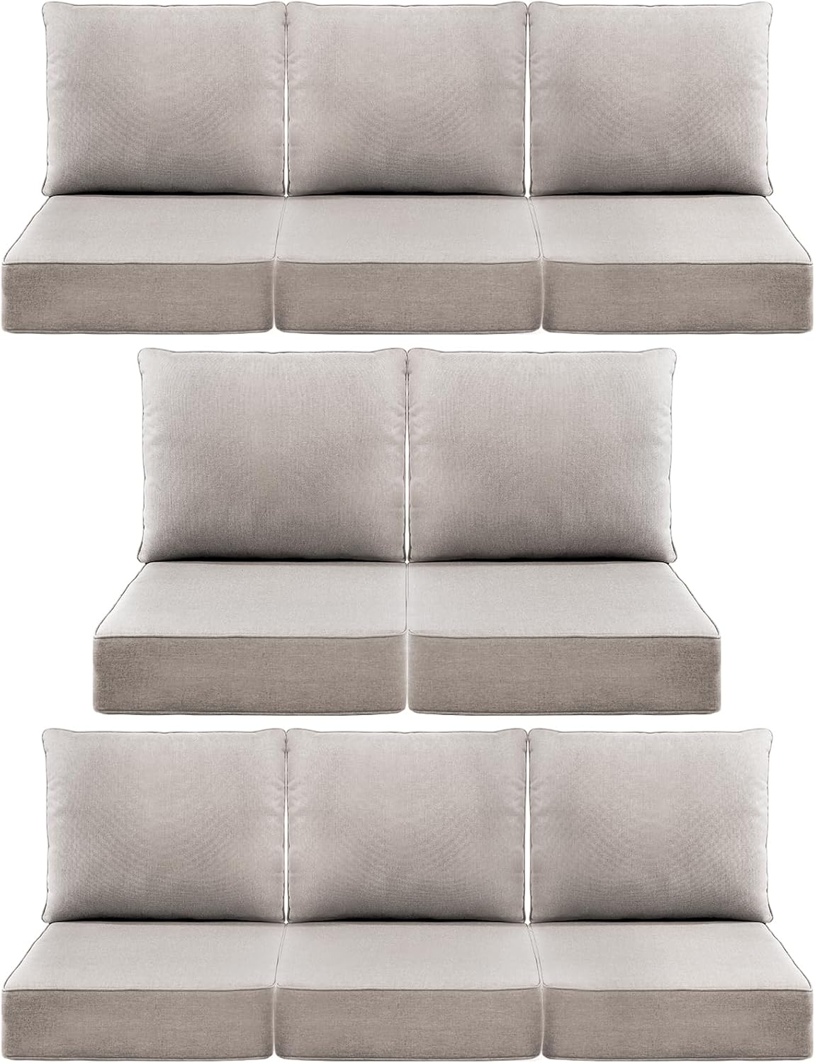 Outdoor Wicker Chair Cushions 2 Packs - Outside High Back Thick Water-Resistant Cushion 22x24 with Zipper Cover for Patio Glider Rocking Chairs Loveseat Couch – Beige/Buckle