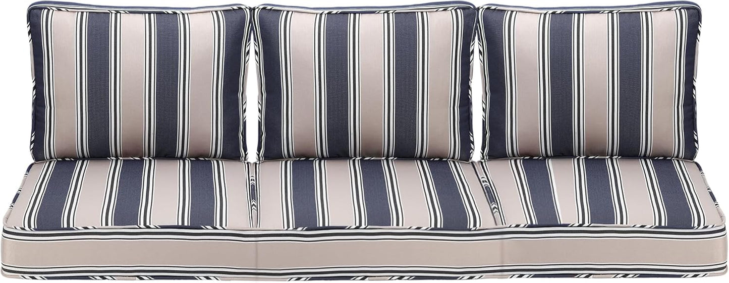 Outdoor Deep Seating Cushion Set, 24" x 24", Waterproof & Fade Resistant Patio Furniture Cushions with Handle, Deep Seat and Back Cushion for Chair and Sofa (3, Blue)