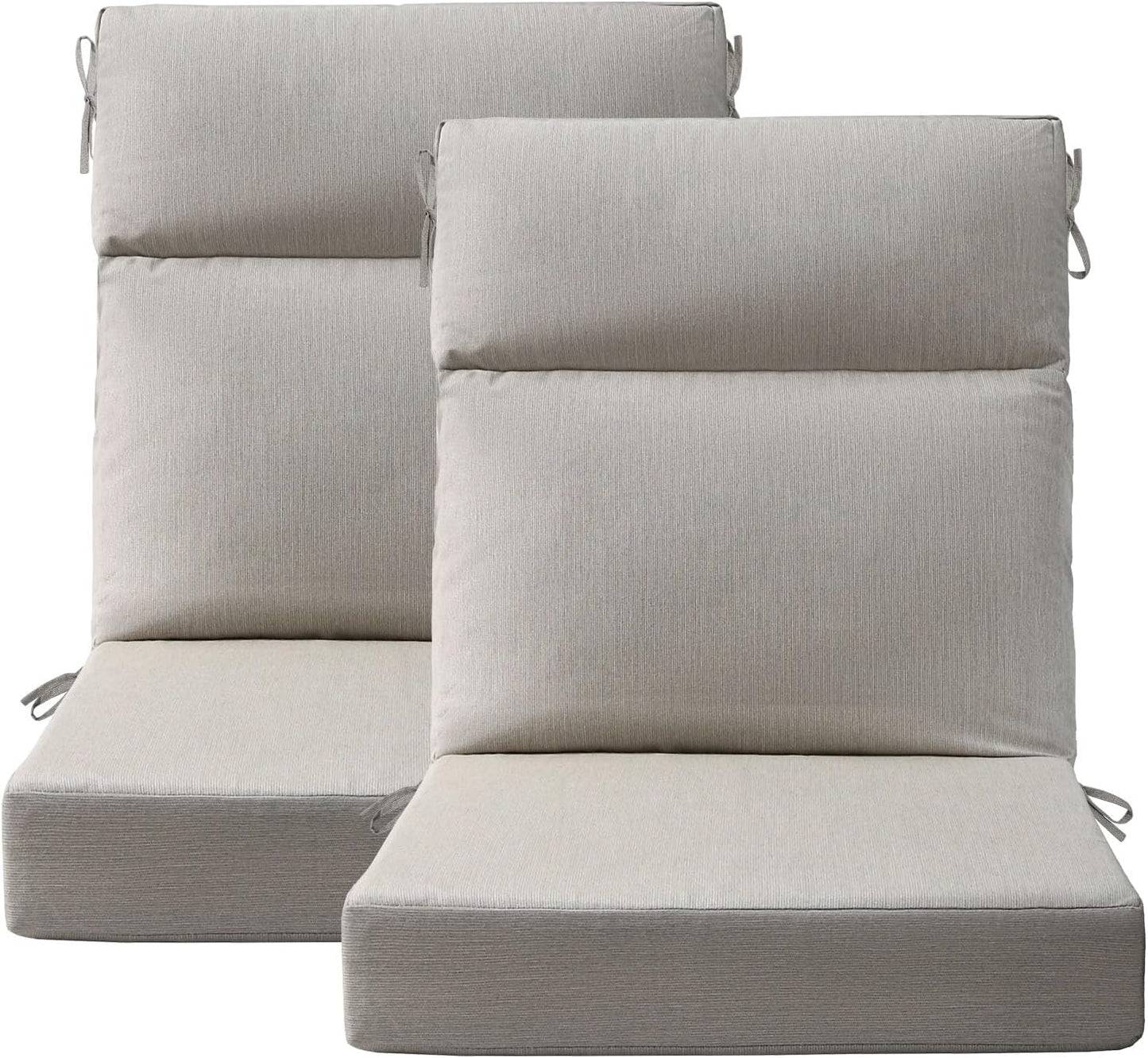 Outdoor High Back Chair Cushion Seat Pads, 44 x 21 Inch Water-Repellent & Fade-Resistant Patio Furniture Cushions with Ties for Adirondack, Rocking Chairs, Linen
