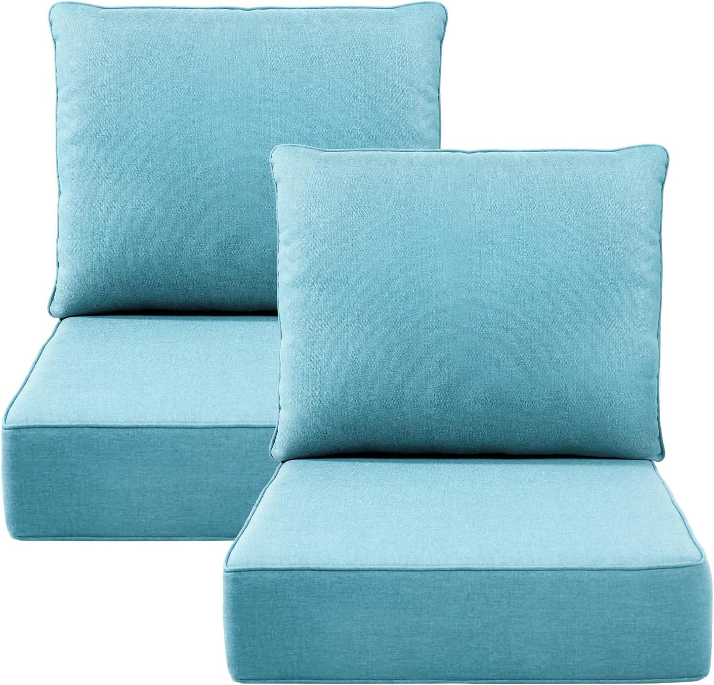 Outdoor Wicker Chair Cushions 2 Packs - Outside High Back Thick Water-Resistant Cushion 22x24 with Zipper Cover for Patio Glider Rocking Chairs Loveseat Couch – Beige/Buckle