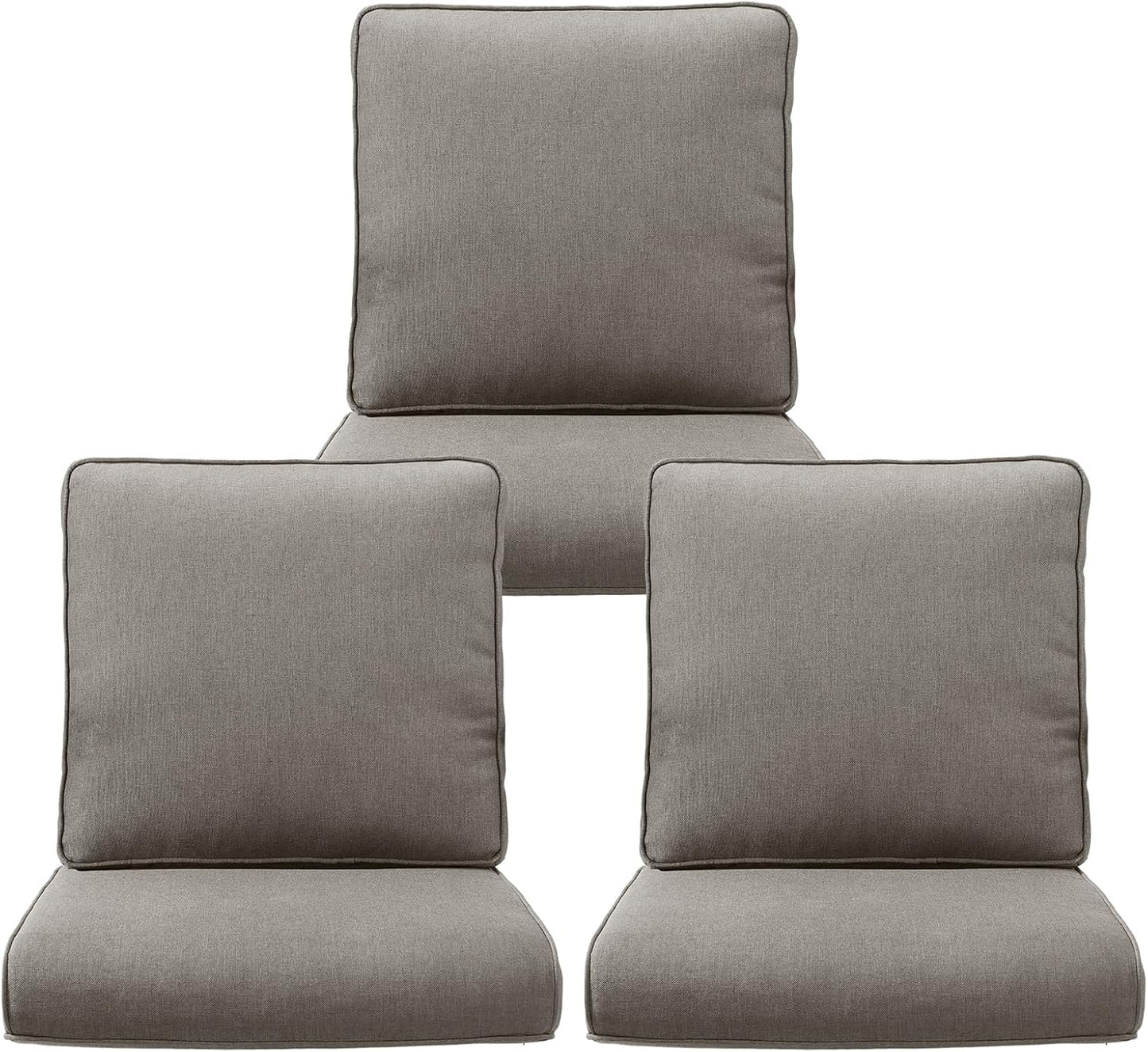 Outdoor Wicker Chair Cushions 2 Packs - Outside High Back Thick Water-Resistant Cushion 22x24 with Zipper Cover for Patio Glider Rocking Chairs Loveseat Couch – Beige/Buckle