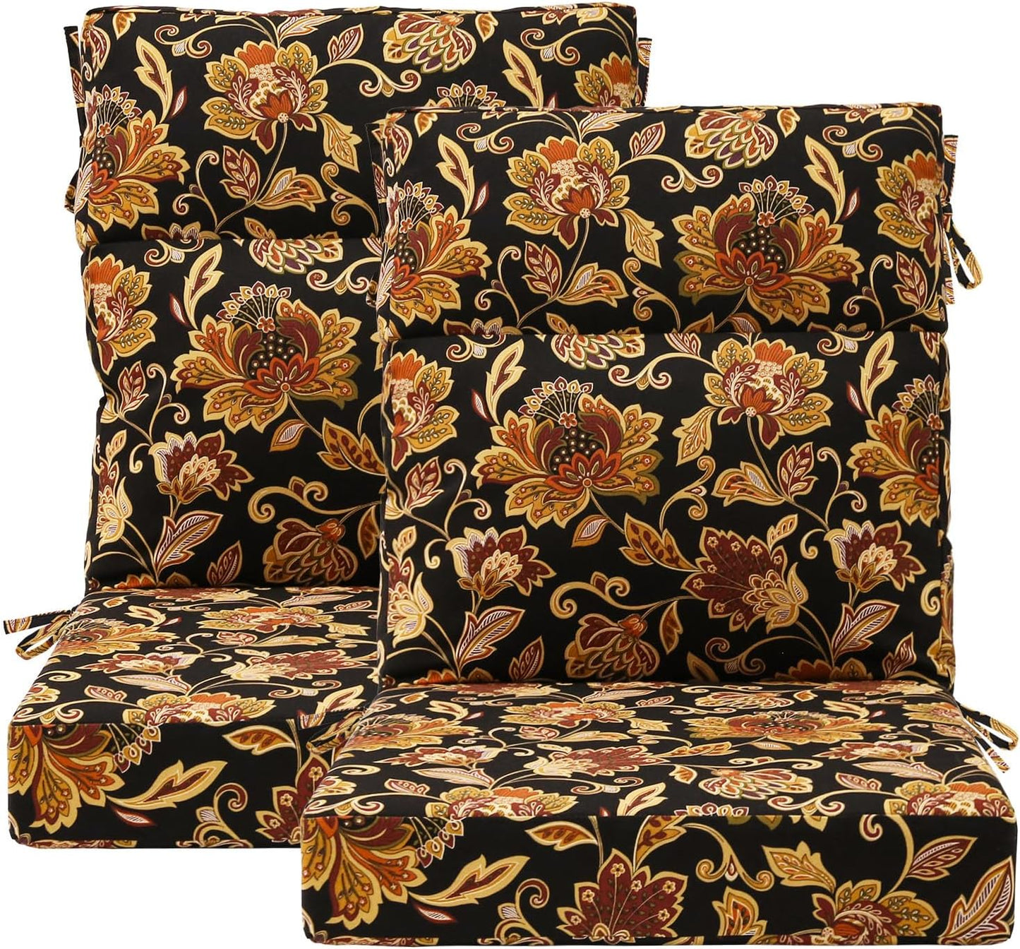 Outdoor High Back Chair Cushion Seat Pads, 44 x 21 Inch Water-Repellent & Fade-Resistant Patio Furniture Cushions with Ties for Adirondack, Rocking Chairs, Linen
