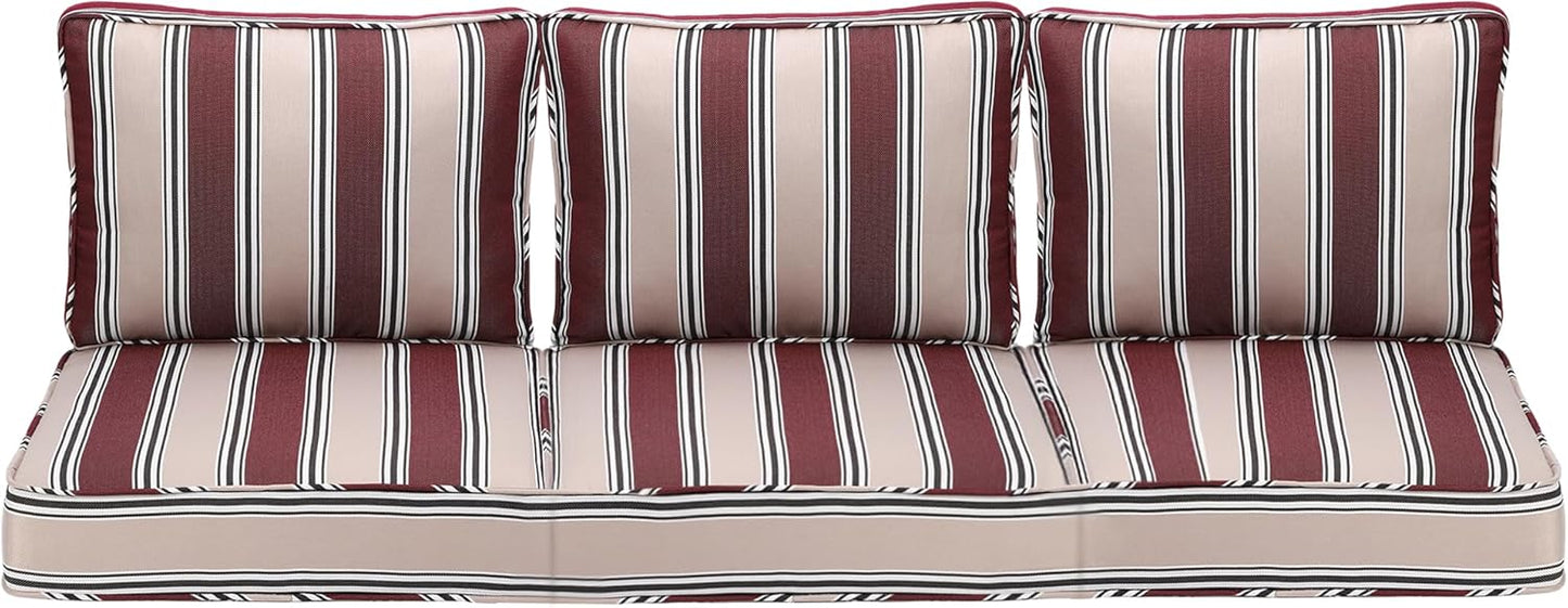 Outdoor Deep Seating Cushion Set, 24" x 24", Waterproof & Fade Resistant Patio Furniture Cushions with Handle, Deep Seat and Back Cushion for Chair and Sofa (3, Blue)