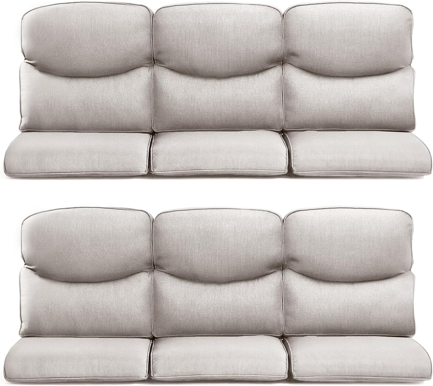 Outdoor Wicker Chair Cushions 2 Packs - Outside High Back Thick Water-Resistant Cushion 22x24 with Zipper Cover for Patio Glider Rocking Chairs Loveseat Couch – Beige/Buckle
