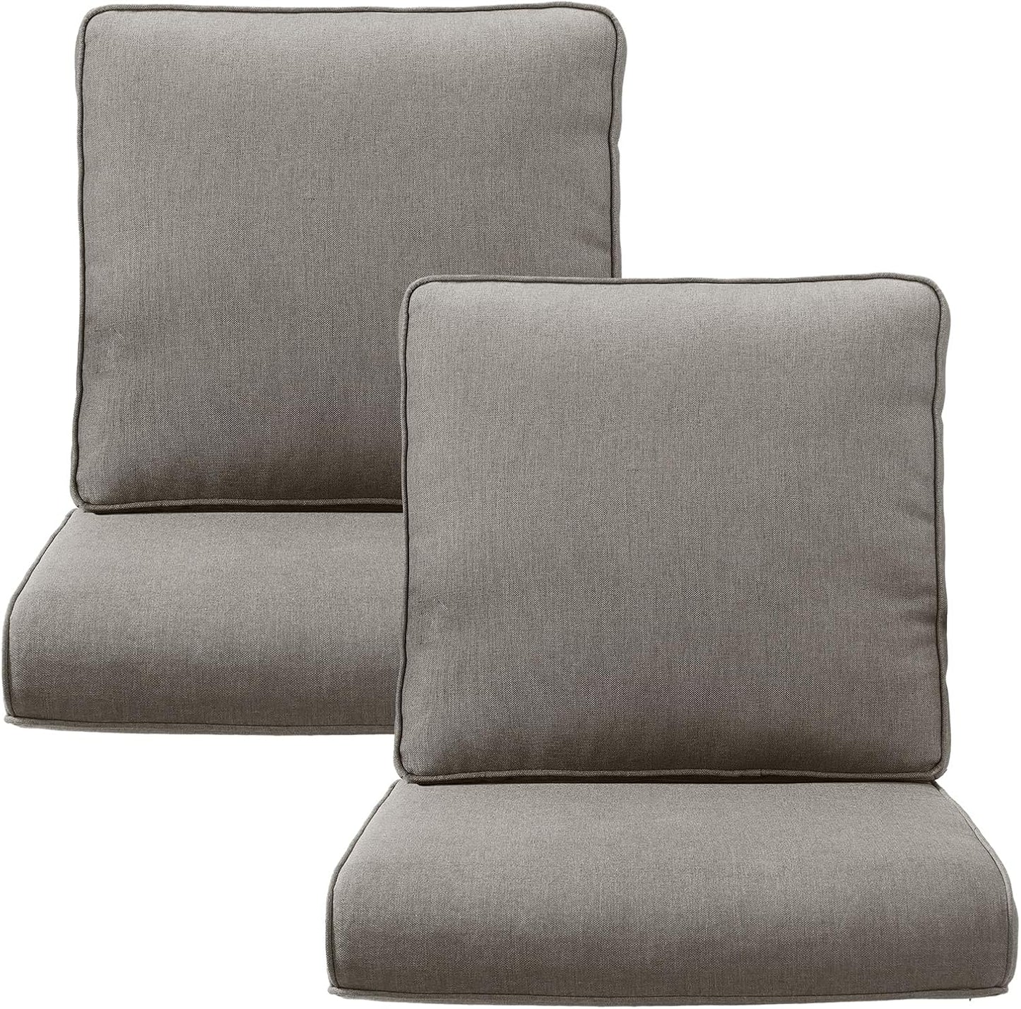Outdoor Wicker Chair Cushions 2 Packs - Outside High Back Thick Water-Resistant Cushion 22x24 with Zipper Cover for Patio Glider Rocking Chairs Loveseat Couch – Beige/Buckle